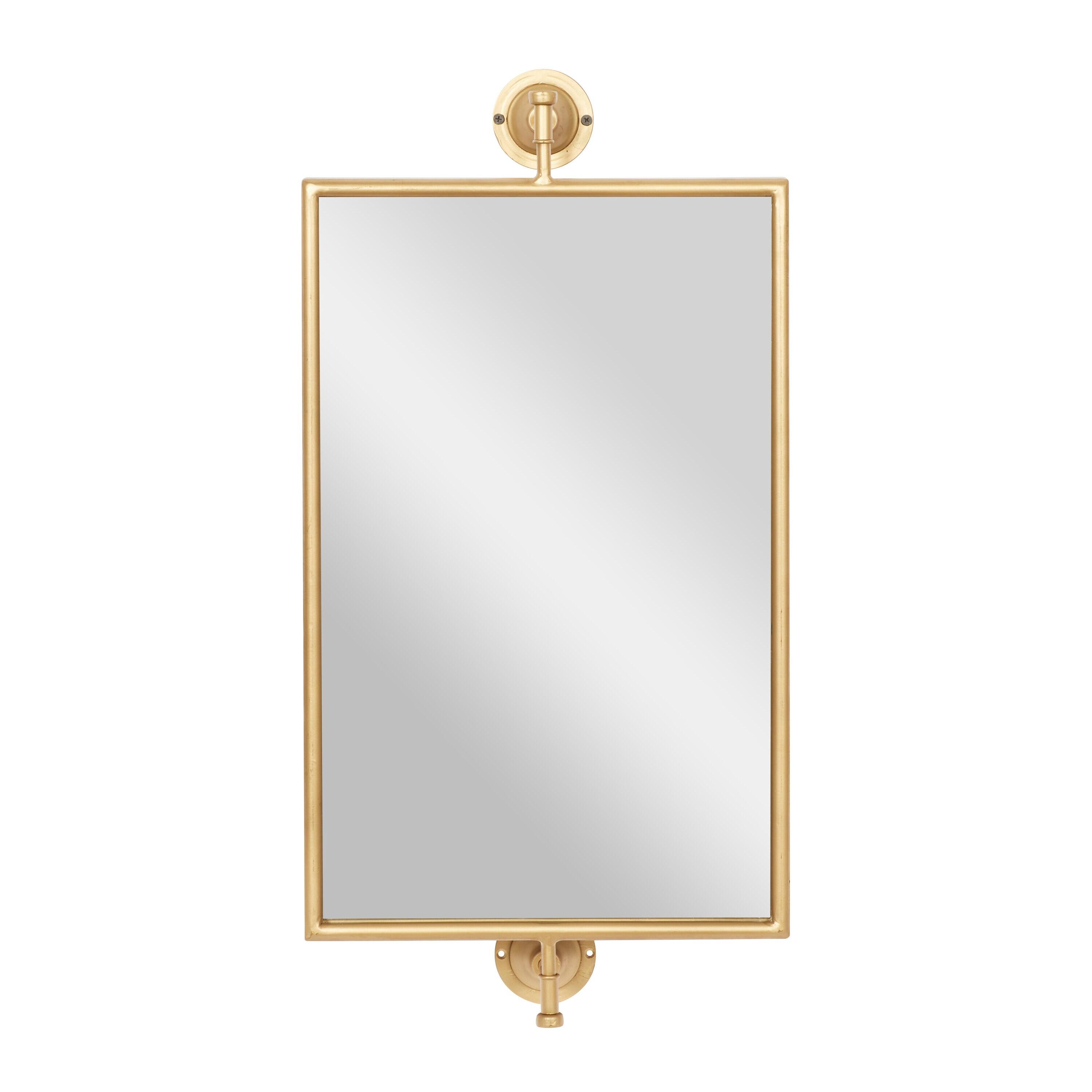 DecMode 14" x 28" Gold Dimensional Wall Mirror