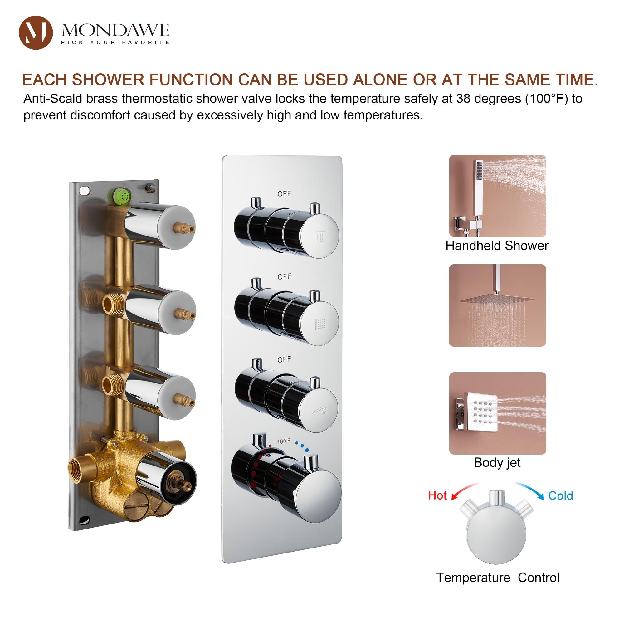 Herathena 3 Functions Ceiling Mounted Luxury Shower System with 6 Body Jets (Rough-in Valve Included)