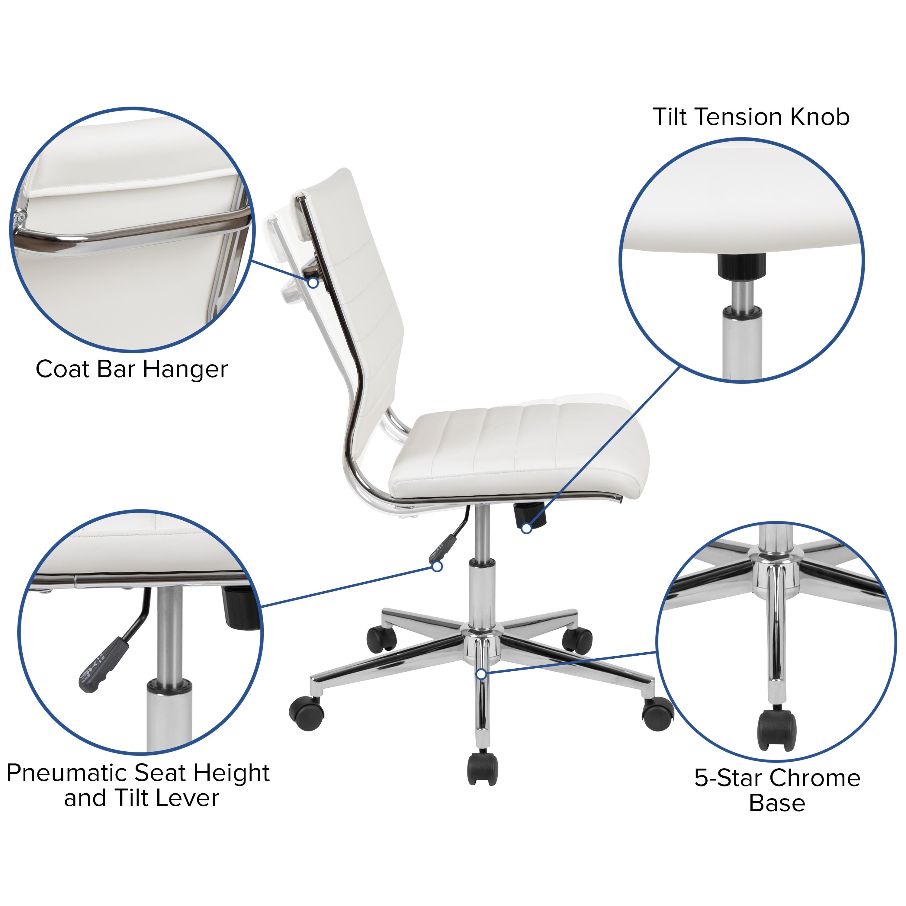 Flash Furniture Mid-Back Armless LeatherSoft Ribbed Executive Swivel Office Chair