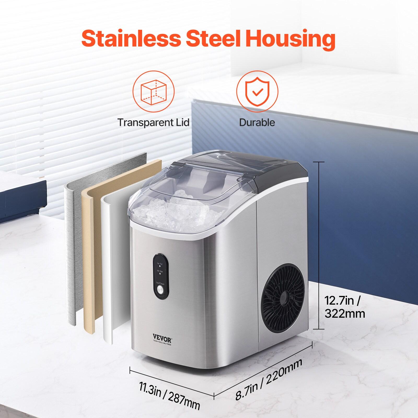 VEVOR Nugget Ice Maker, 37Lbs In 24 Hrs, Manual Auto Refill Self Cleaning Countertop Ice Maker Portable Nugget Ice Maker With Scoop And Basket