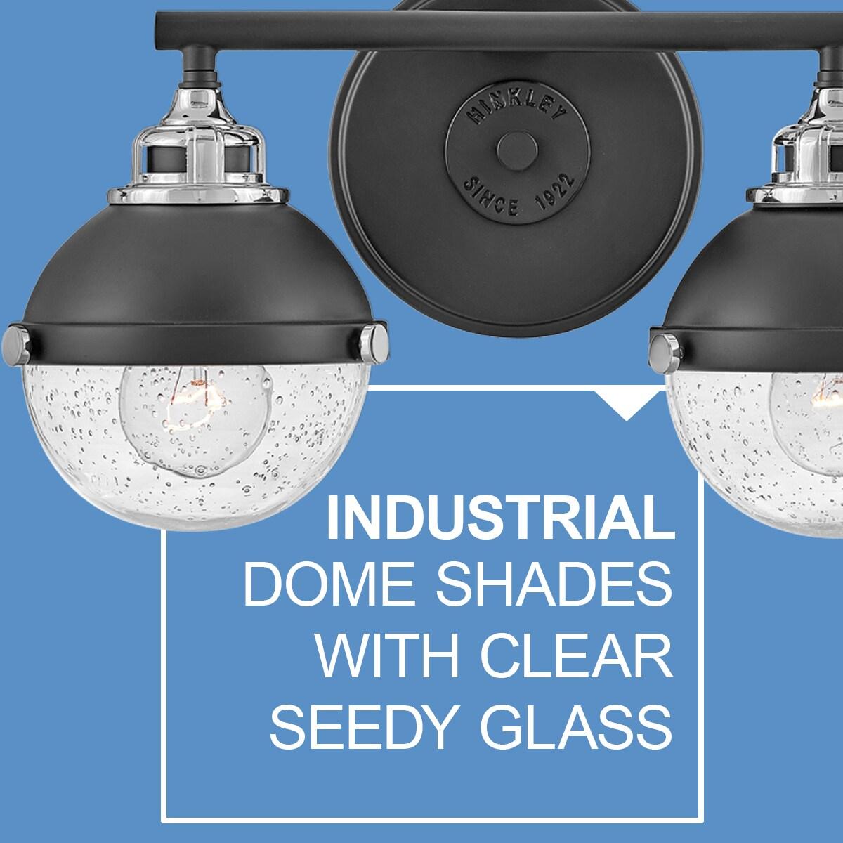 Fletcher Black Chrome 2-Light Outdoor Vanity Sconce with Clear Seedy Glass