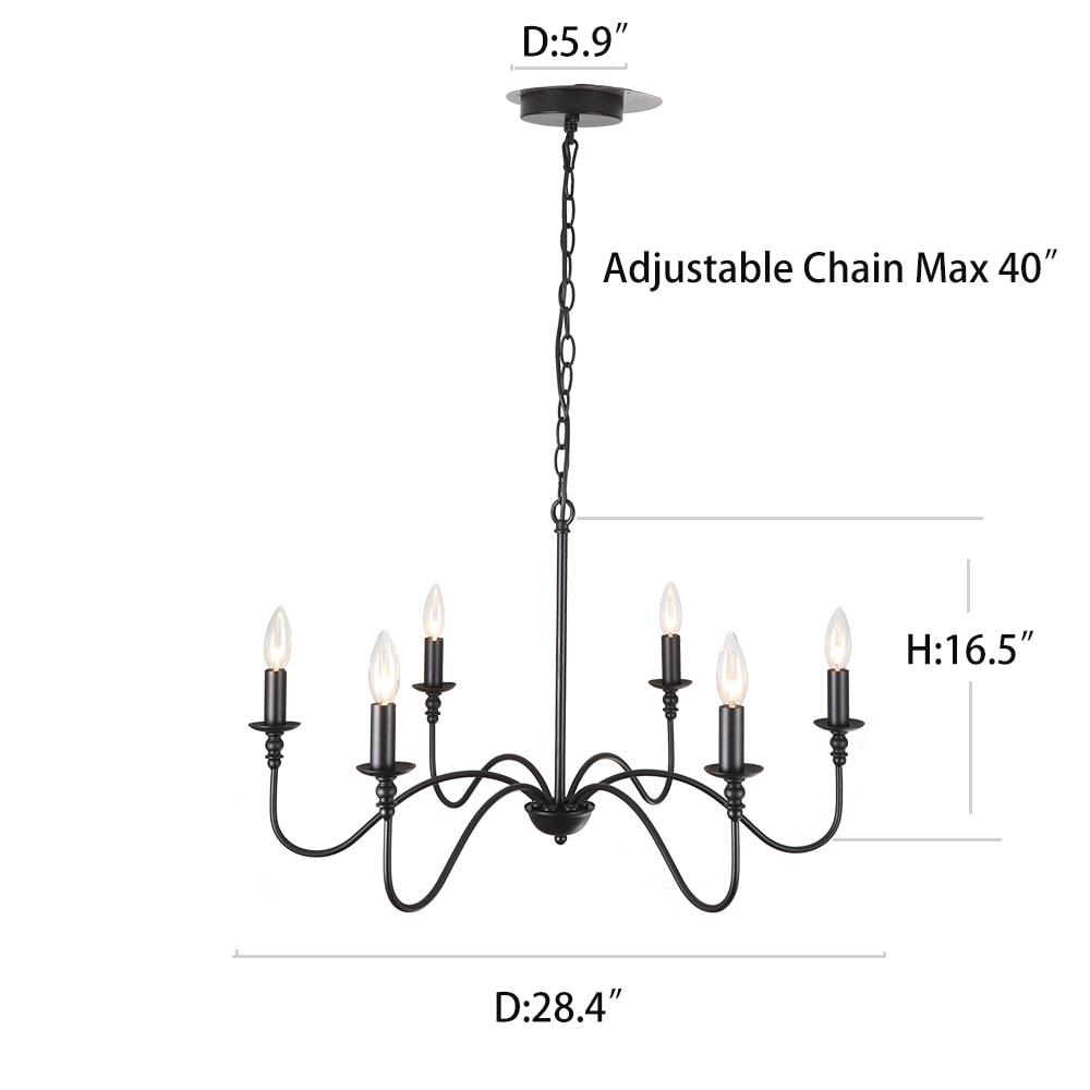 SEFINN FOUR 6-Light Farmhouse Industrial Ceiling Pendant Chandeliers Black Iron Rustic Industrial Candle Chandelier