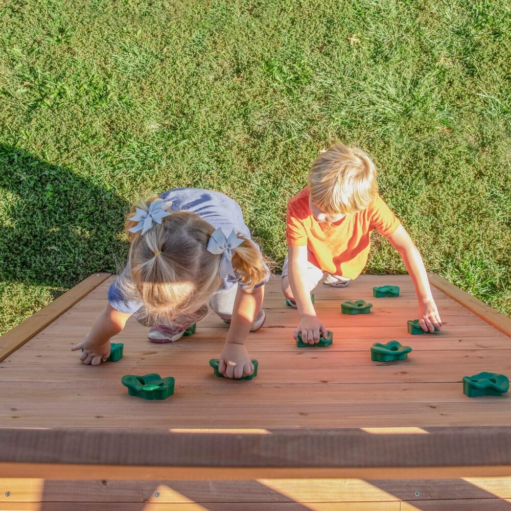 Backyard Discovery Endeavor Cedar Wood Swing Set, Slide, Play Deck, Rock Wall, Rope Ladder