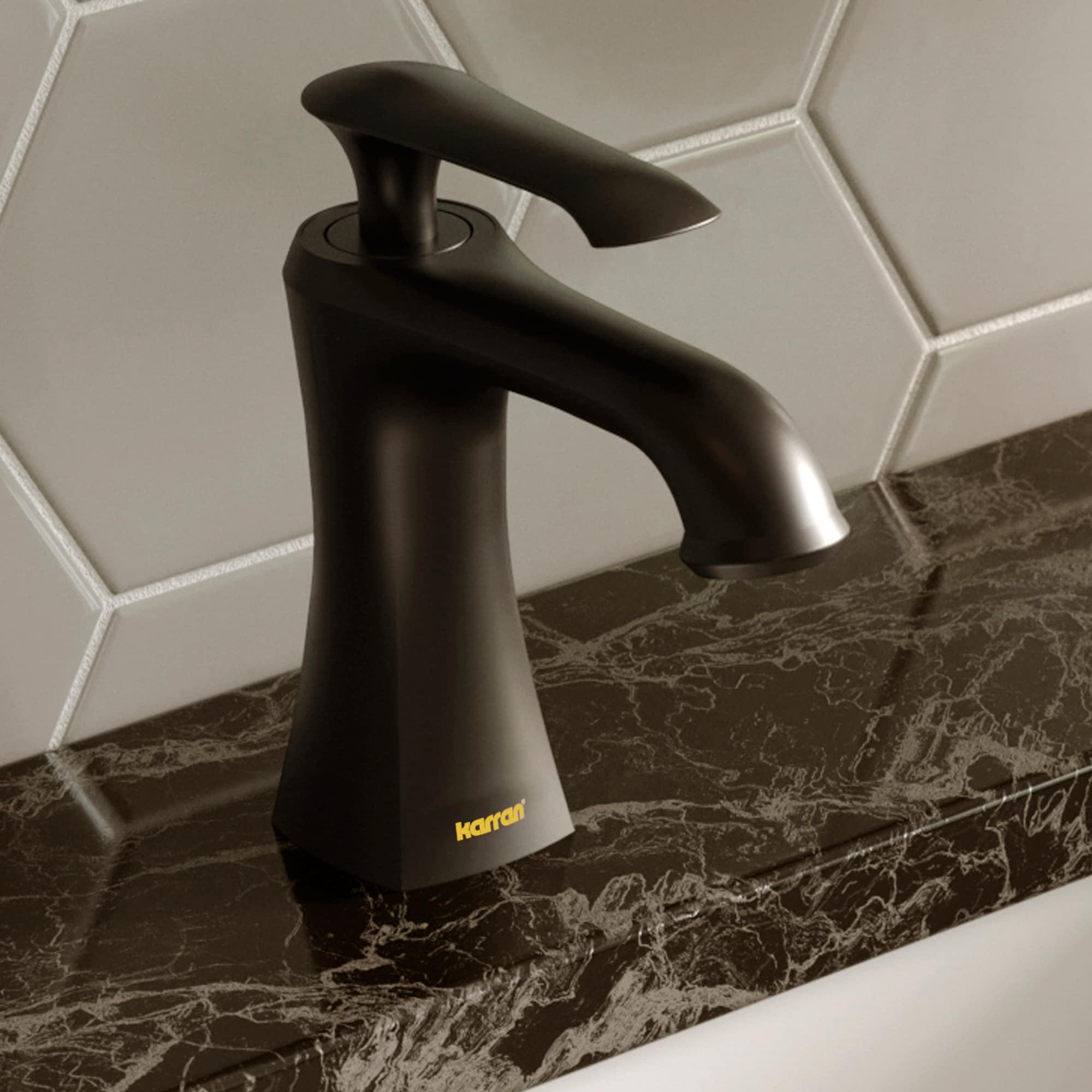 Karran Woodburn Single Handle Single Hole Basin Bathroom Faucet With Matching Pop-up Drain