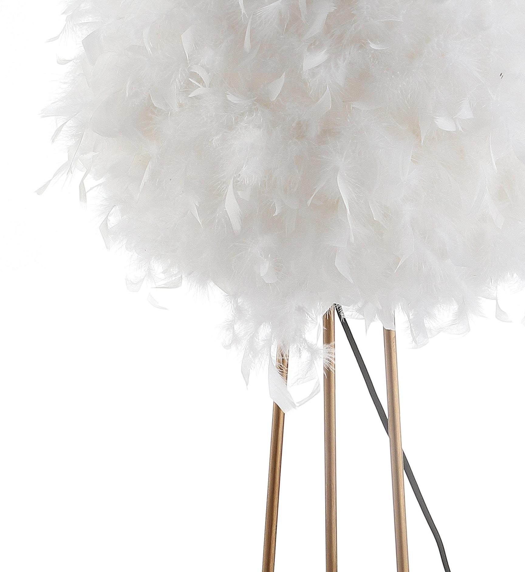JONATHAN Y JYL9052A Stork 52" Feather Metal LED Floor Lamp, Bohemian, Glam, Modern, Transitional for living room, dinning room, bedroom, office Bulb Included, White/Gold