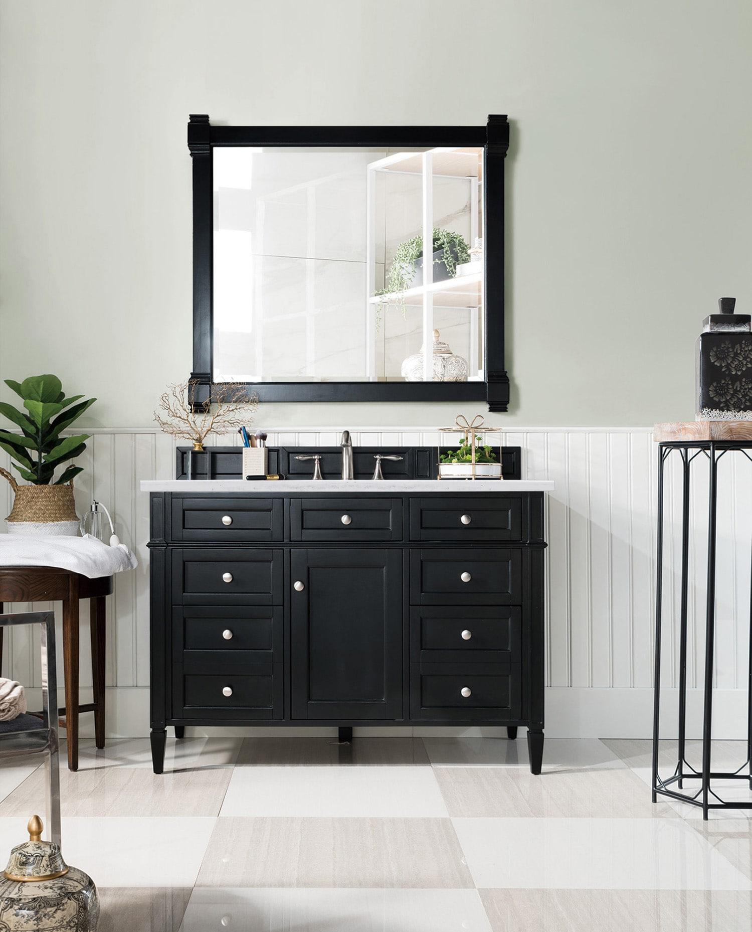 Black 47'' Plywood Single Vanity with Multiple Drawers