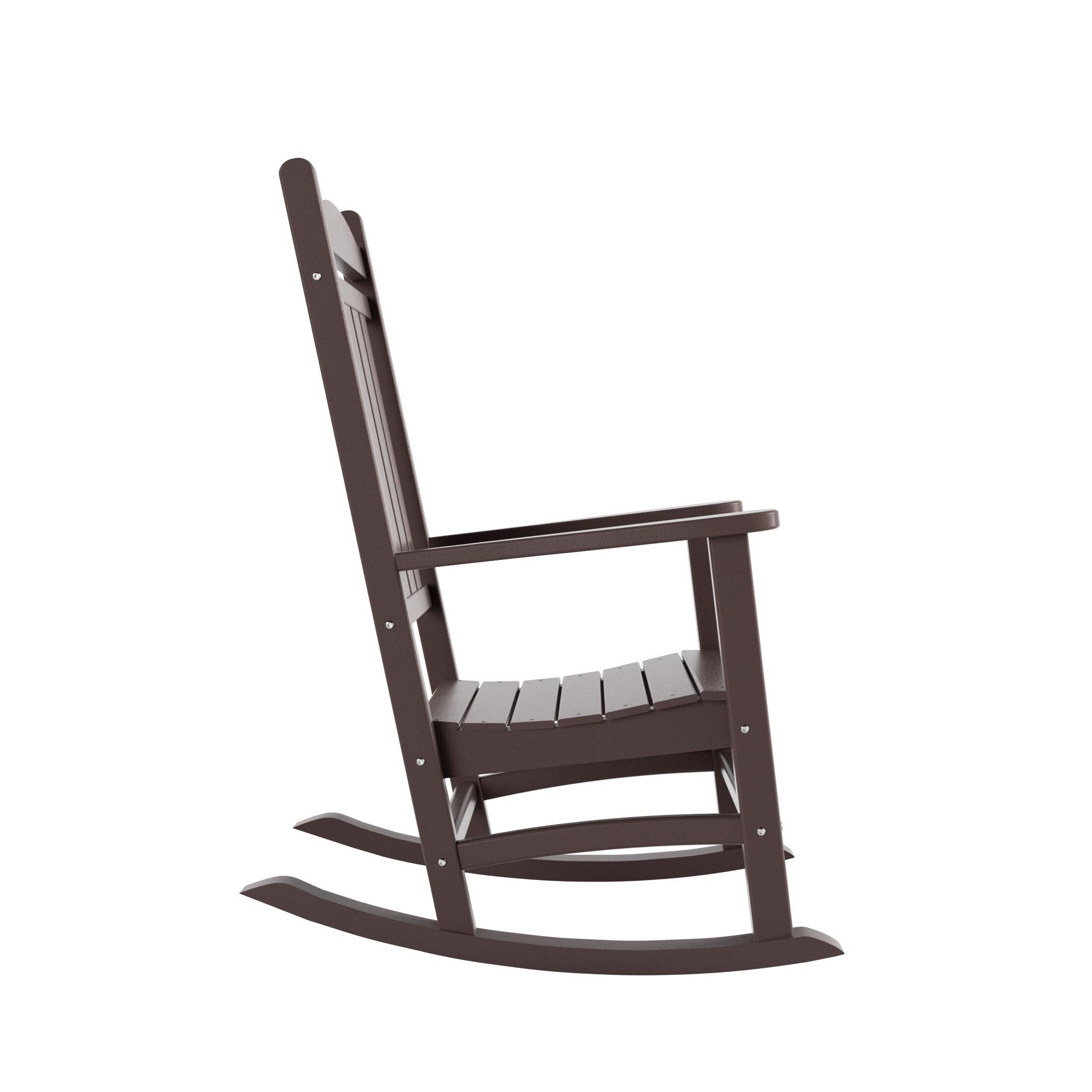 Laguna Dark Brown HDPE Outdoor Rocking Chair with Arms