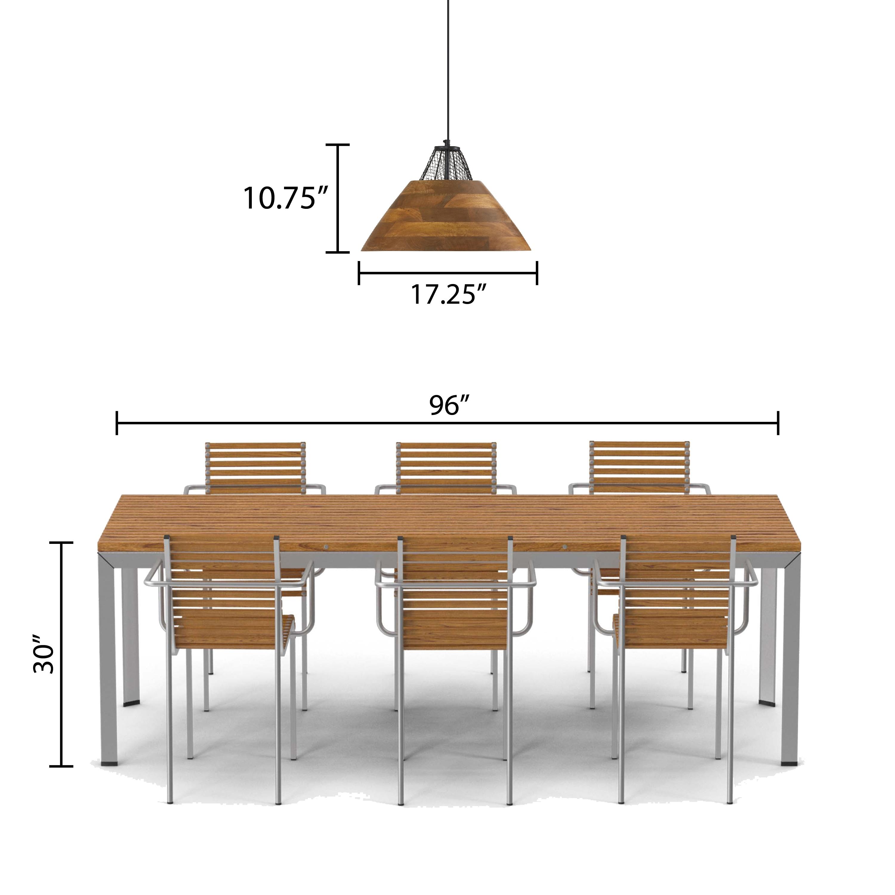 River of Goods 17.25" 1-Light Alainia Black Metal and Walnut-Stained Wood Pendant Light: Satin Finish, UL Listed, Adjustable Height