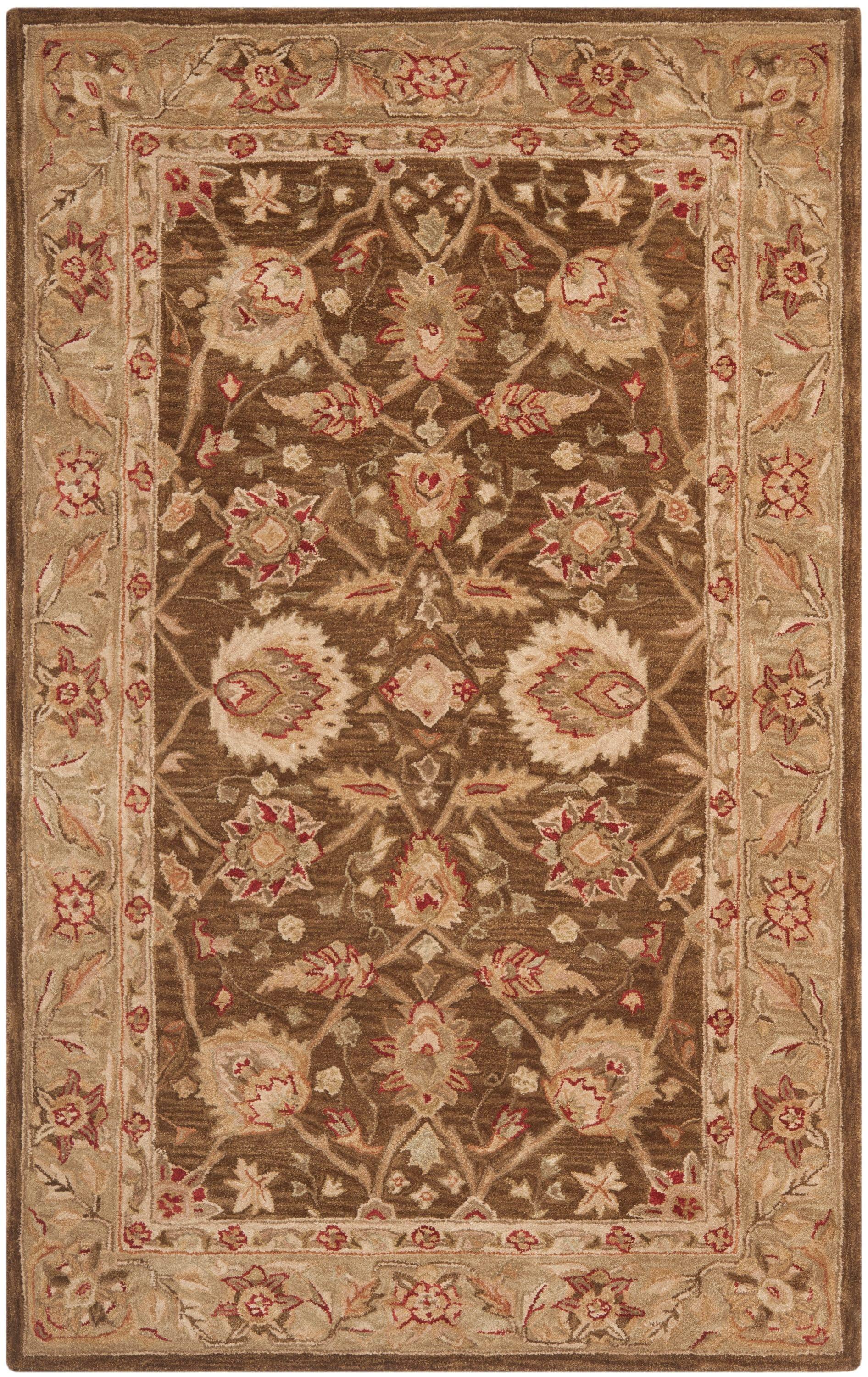 SAFAVIEH Anatolia Venice Floral Wool Area Rug, Brown/Green, 5' x 8'