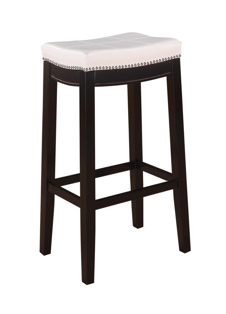 Claridge Backless Faux Leather Nailhead Saddle Barstool White/Black - Linon