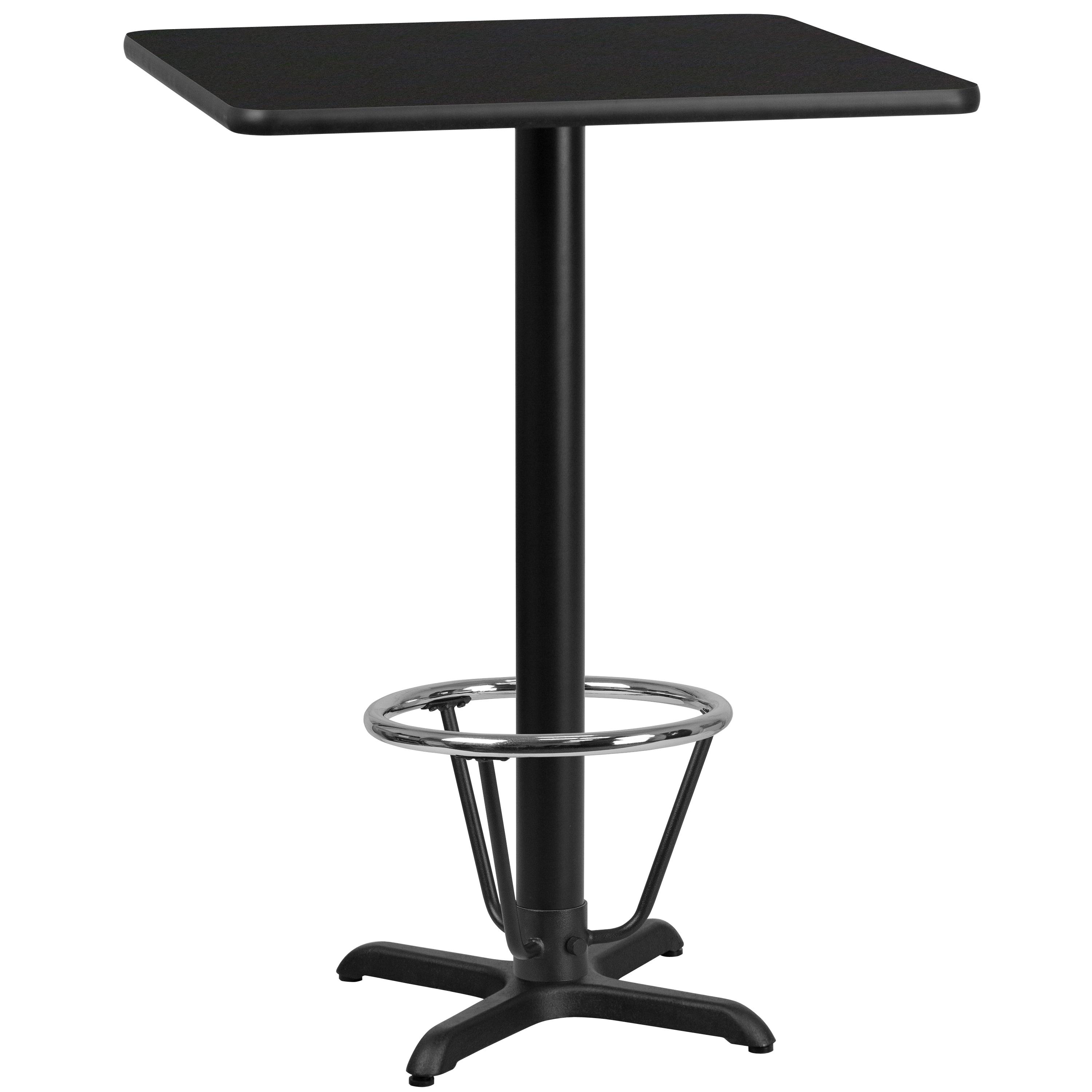 Contemporary Black Laminate 24'' Square Bar Height Table with Foot Ring