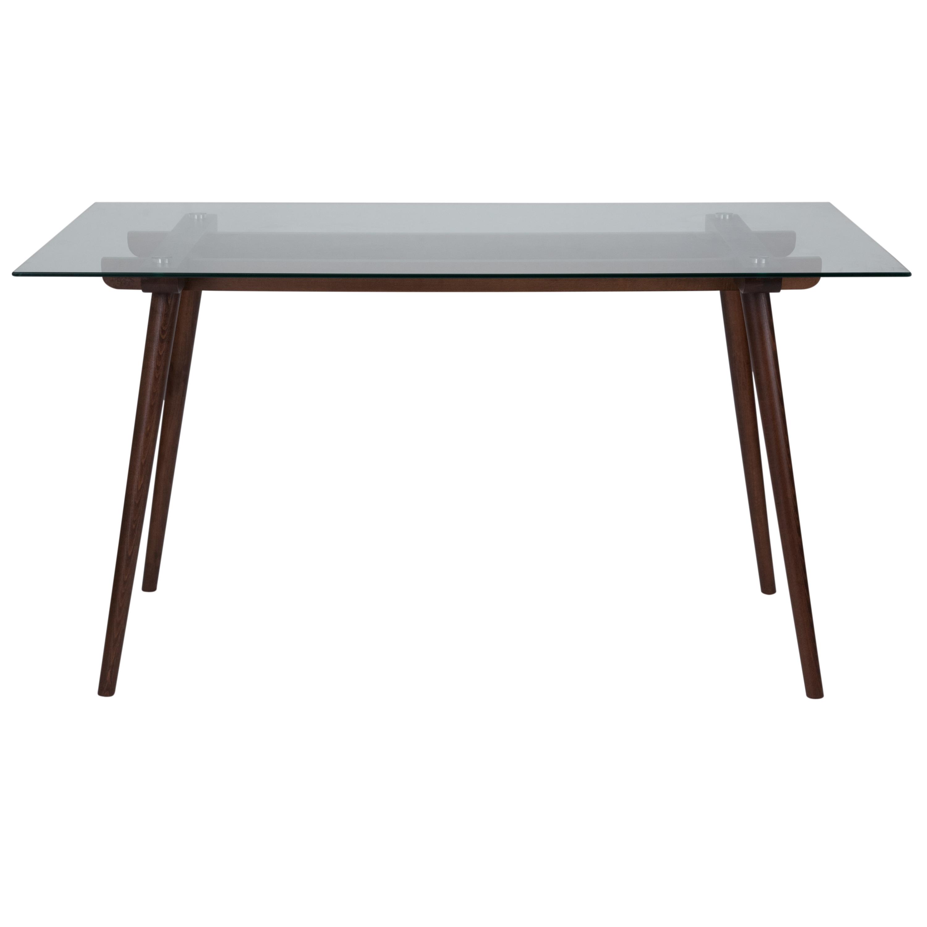 Flash Furniture Meriden 31.5" x 55" Rectangular Solid Walnut Wood Table with Clear Glass Top