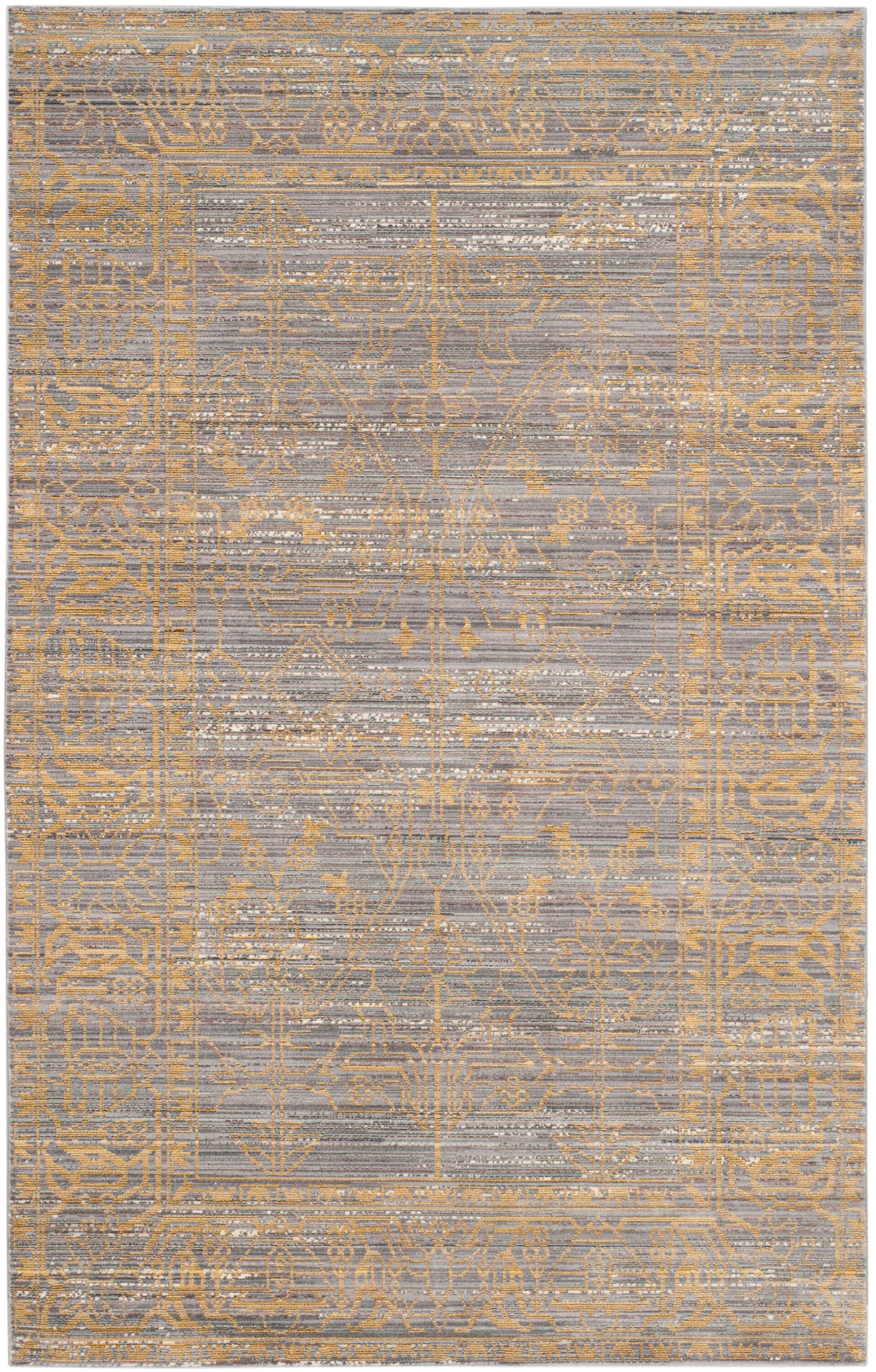 Valencia VAL104 Power Loomed Indoor Area Rug - Grey/Gold - 5'x8' - Safavieh