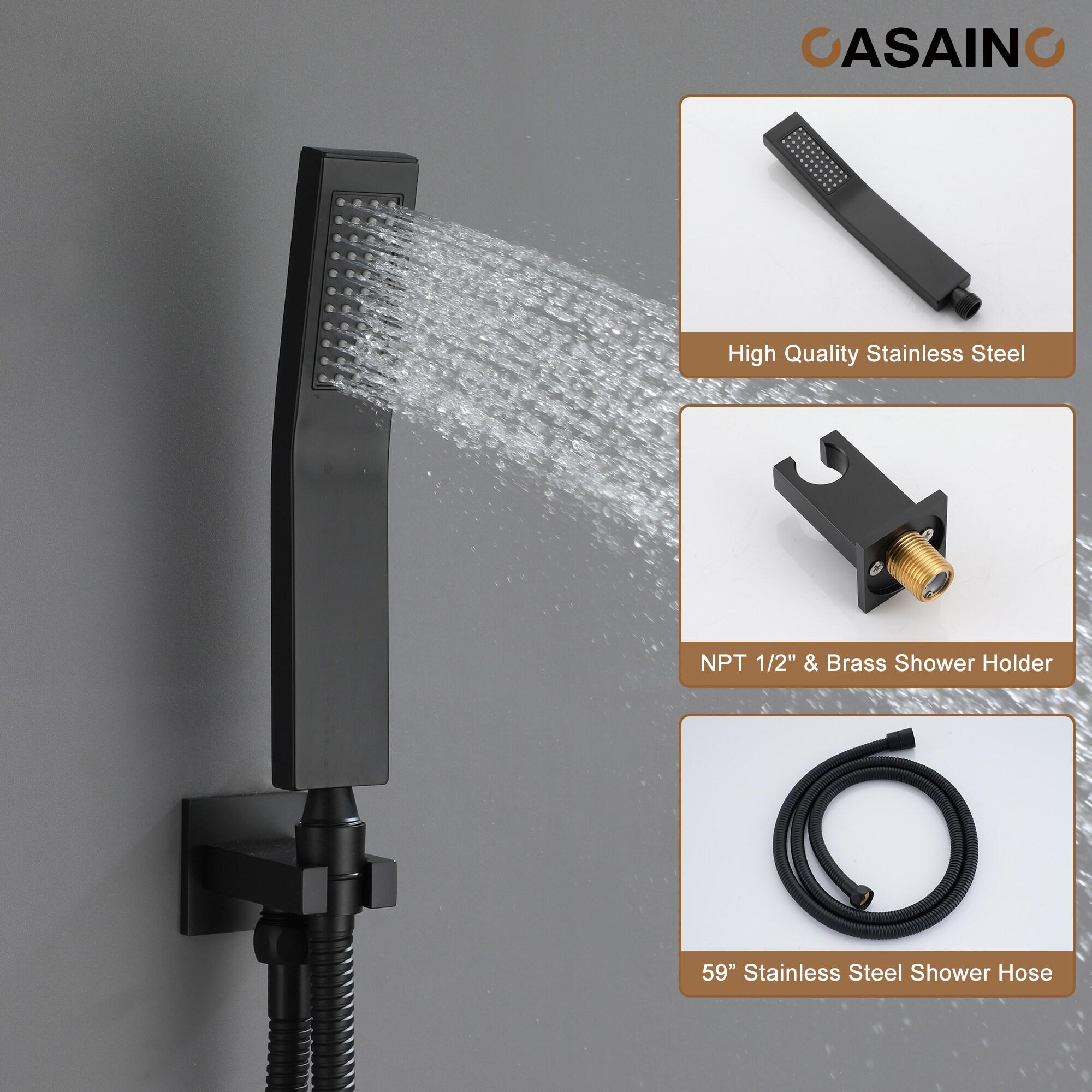CASAINC CS6228-12MB Dual Shower Head Thermostatic Rainfall Shower System with Rough in-Valve and Shower Body Spray