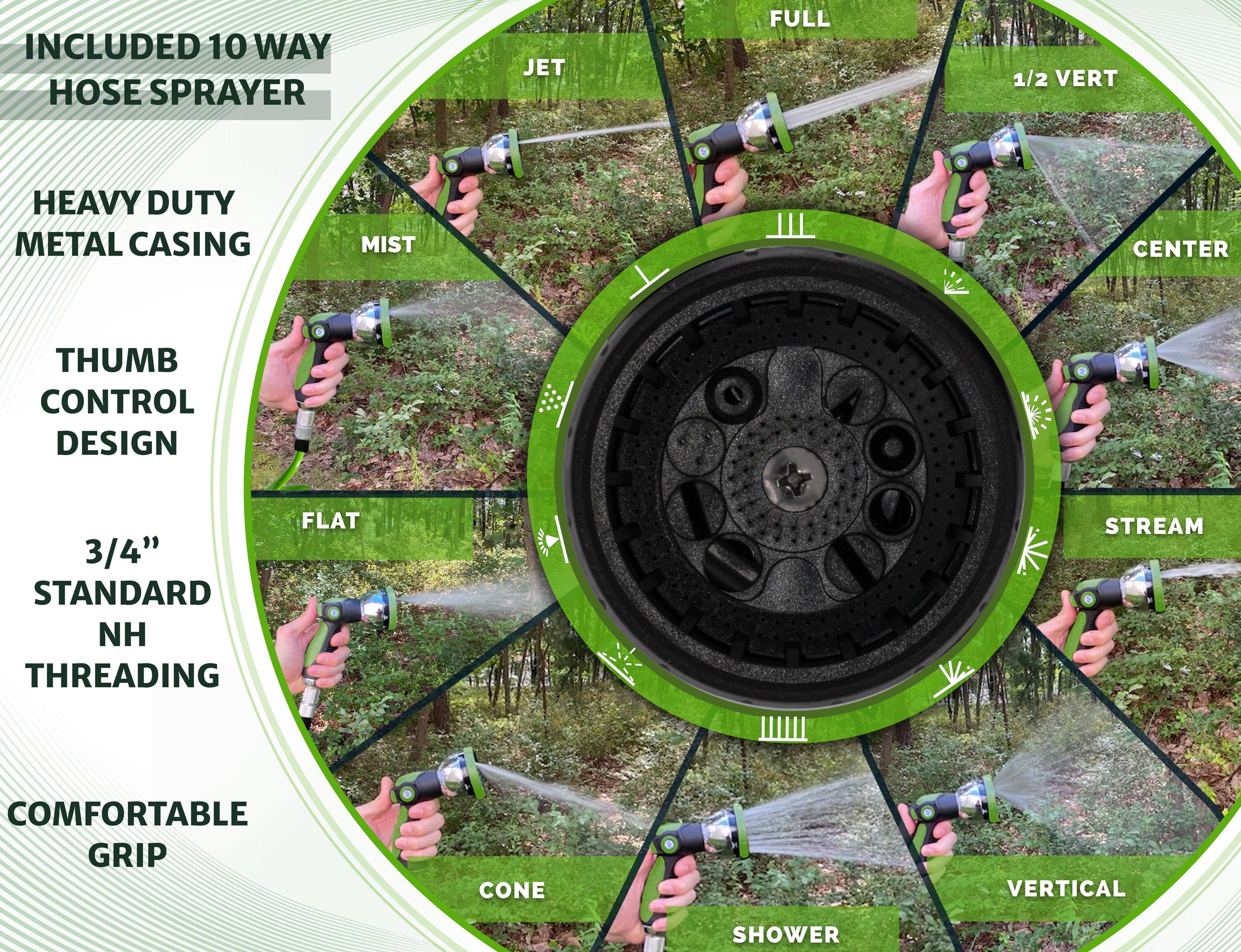 Morvat Morvat Recoil Garden Hose with ON/OFF Valve & 10-Way Spray Nozzle