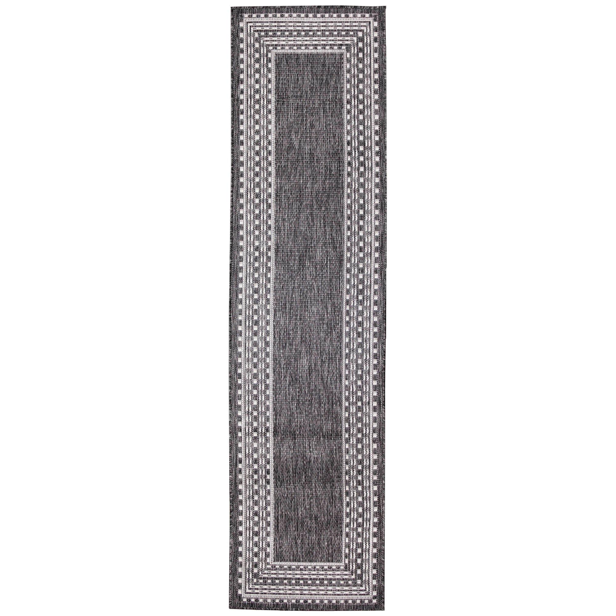 Liora Manne Malibu Etched Border Indoor/Outdoor Rug Charcoal 1'11" x 7'6"