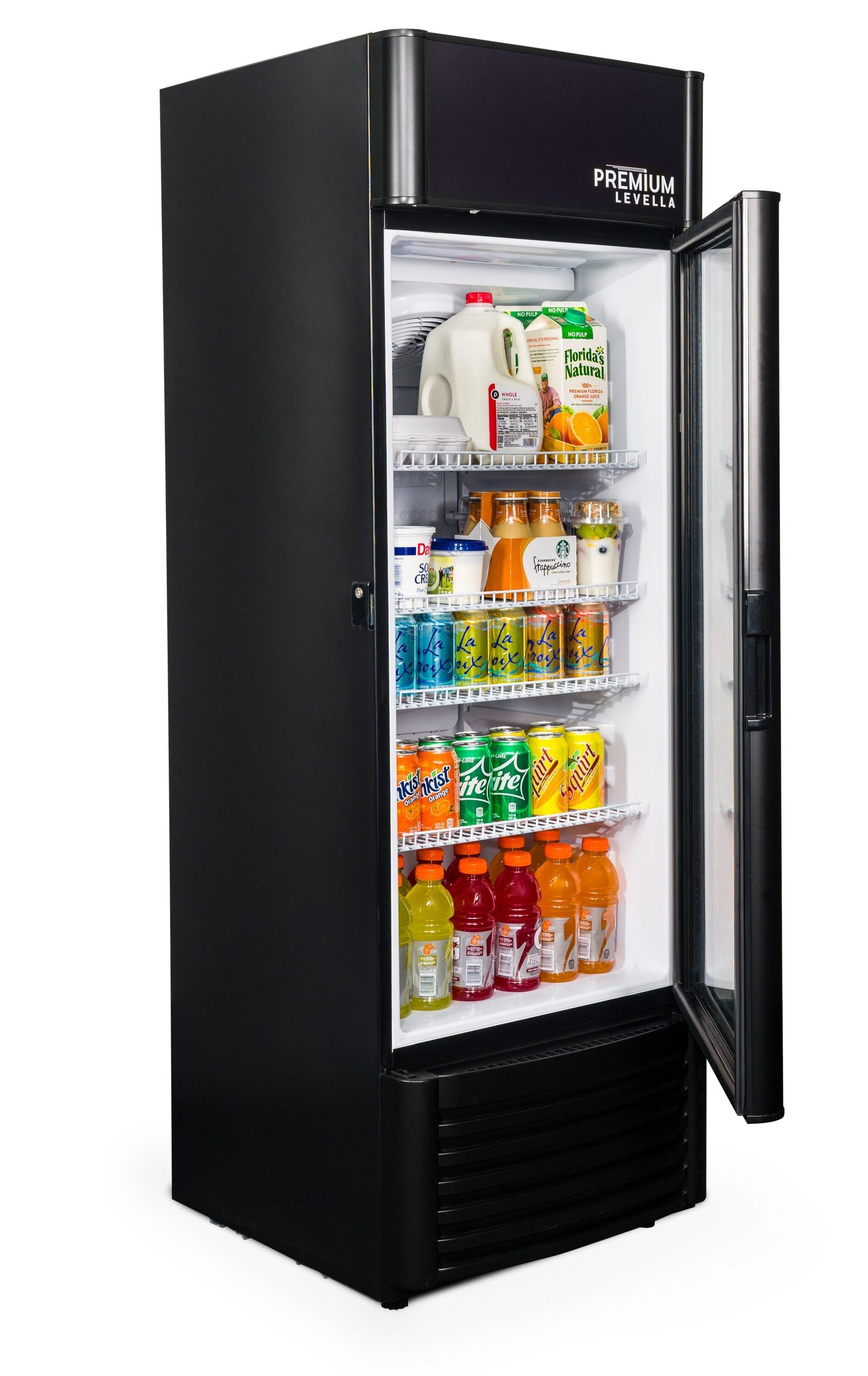 Premium Levella 9.0 cu ft 1-Glass Door Commercial Refrigerator, Matte Black