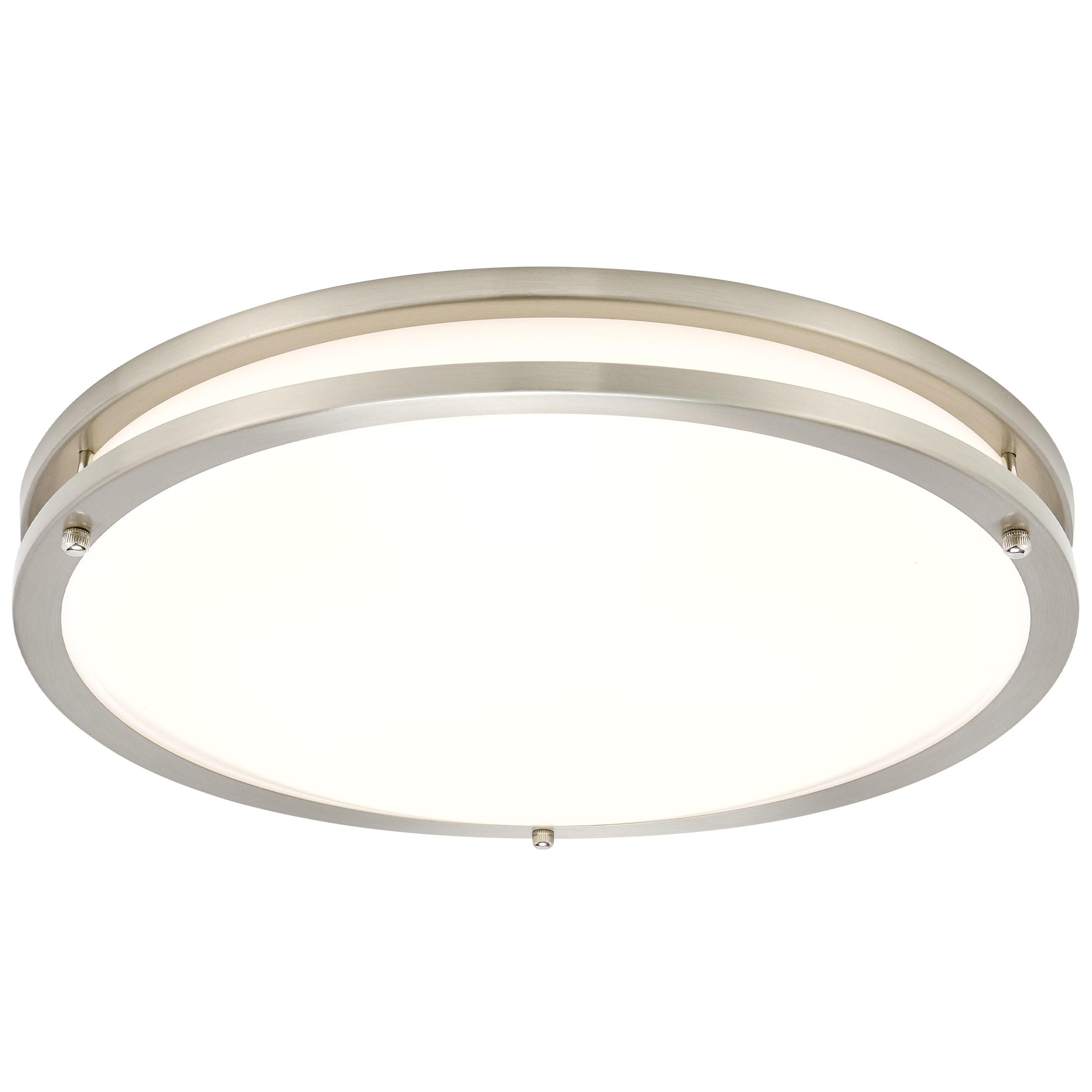 Maxxima 16 in. Satin Nickel LED Ceiling Mount Fixture 3000K Warm White, 2600 Lumens, Dimmable