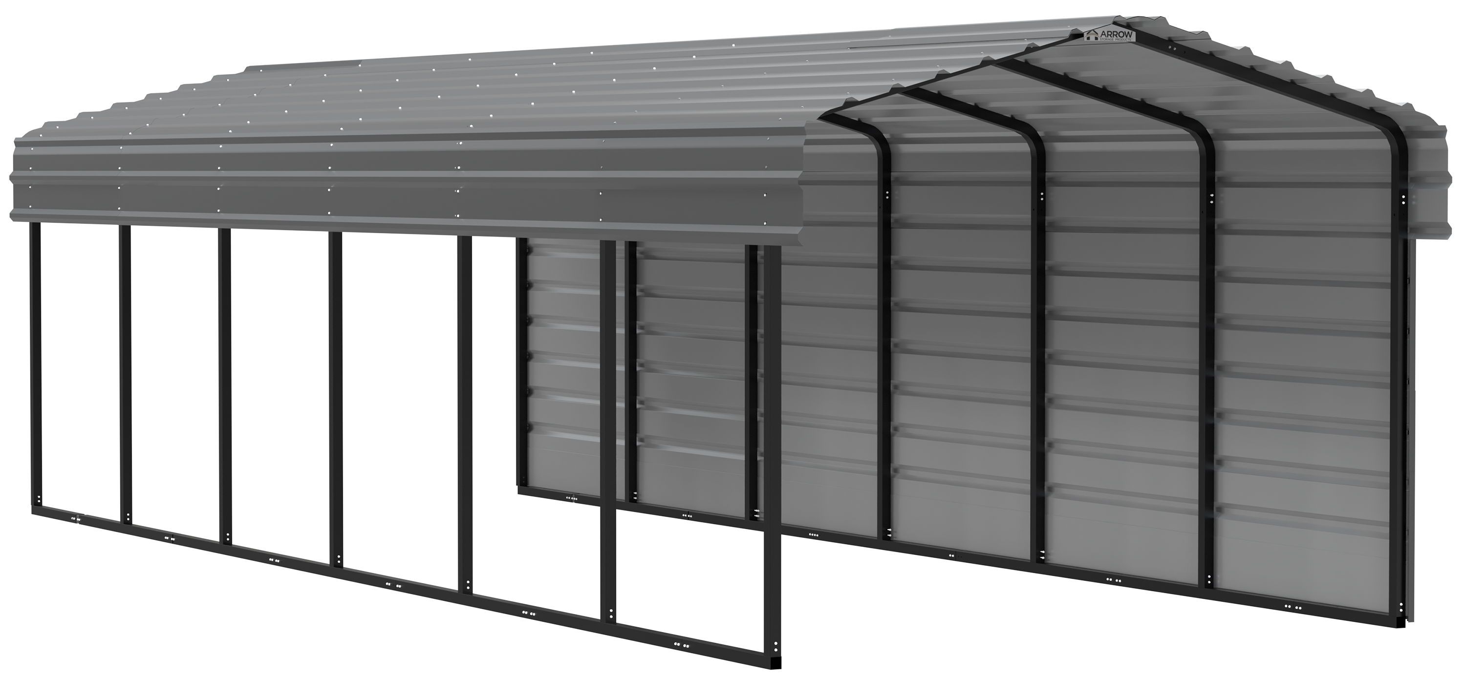 Arrow Arrow Steel Carport with 1 Side Wall Kit 10X29X7