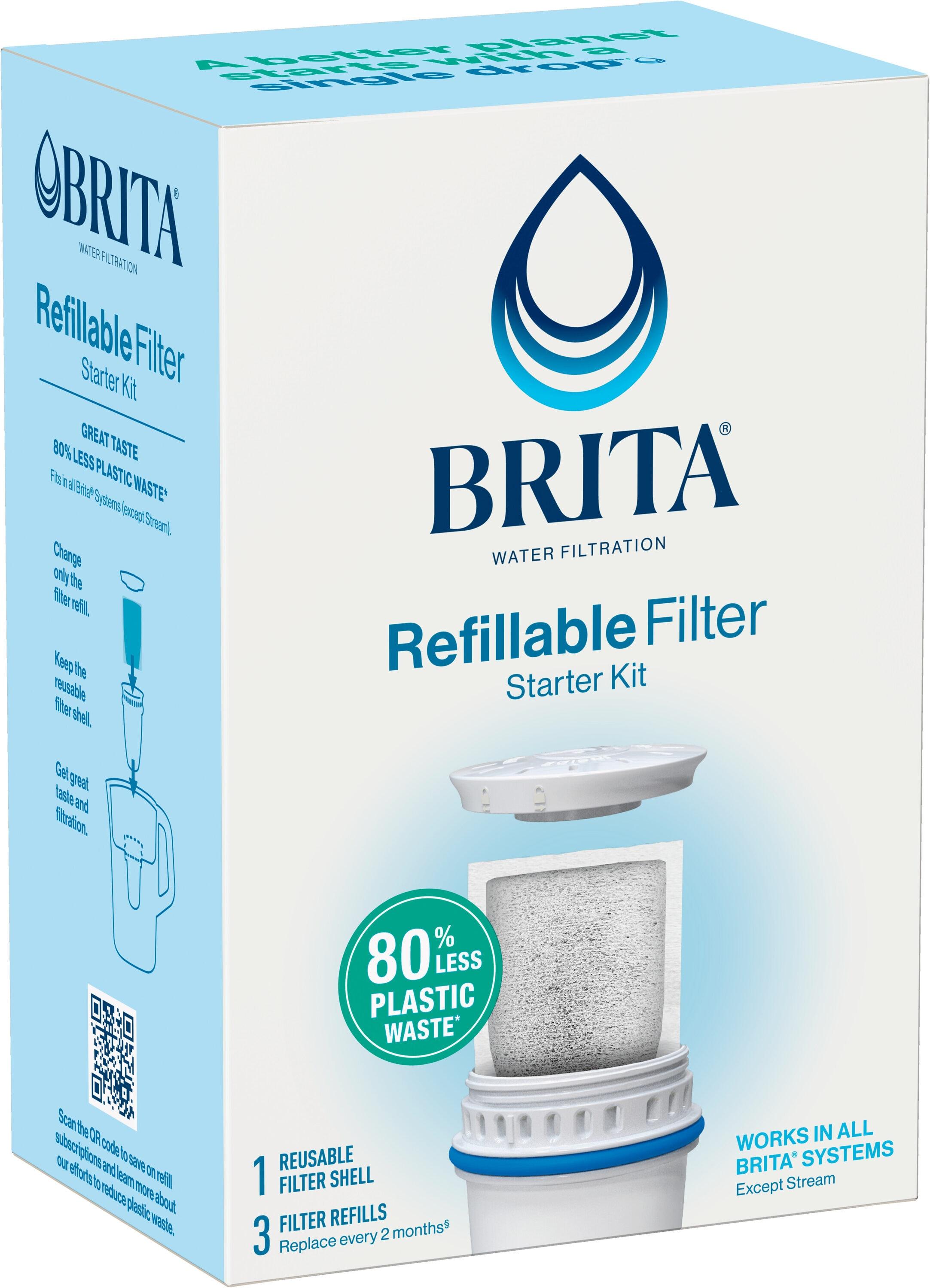 Brita Refillable Filter Starter Kit 3pk: Replacement Water Filters for Pitchers & Dispensers, Filters Chlorine