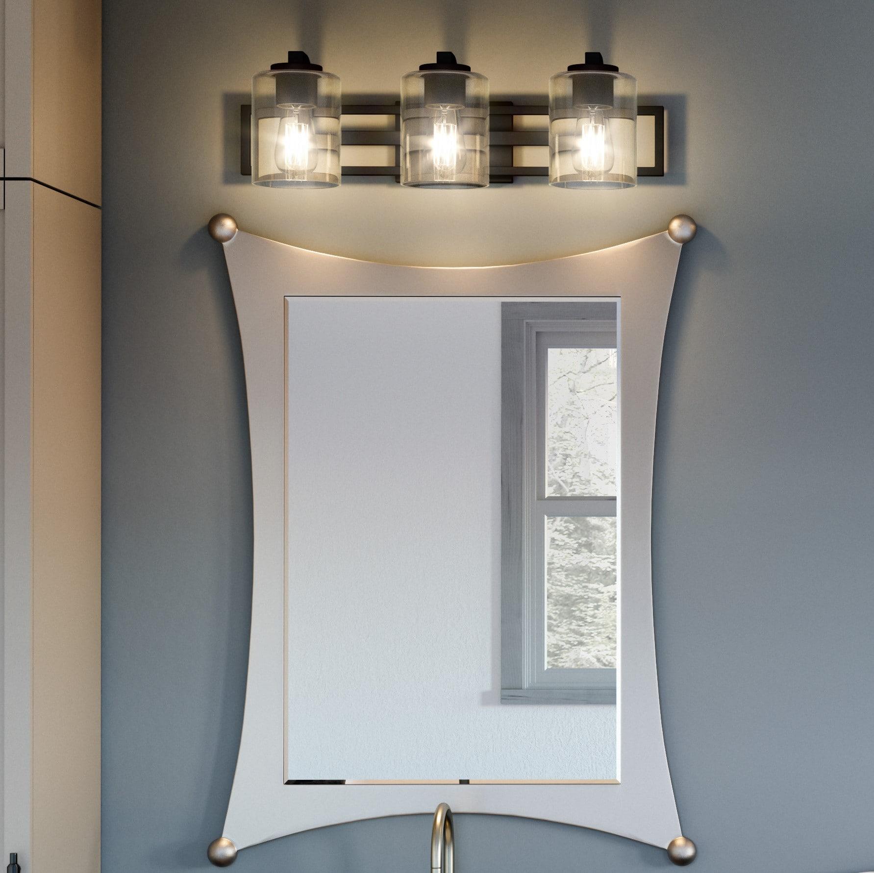 Lansdowne 24" Matte Black Steel 3-Light Vanity Fixture