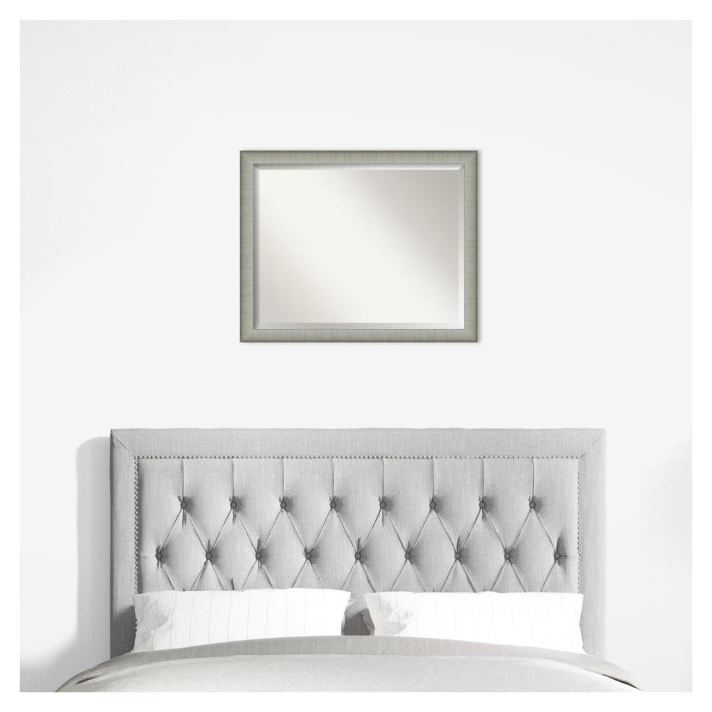 31" x 25" Elegant Brushed Framed Bathroom Vanity Wall Mirror Pewter - Amanti Art: No Assembly, Wall Mount