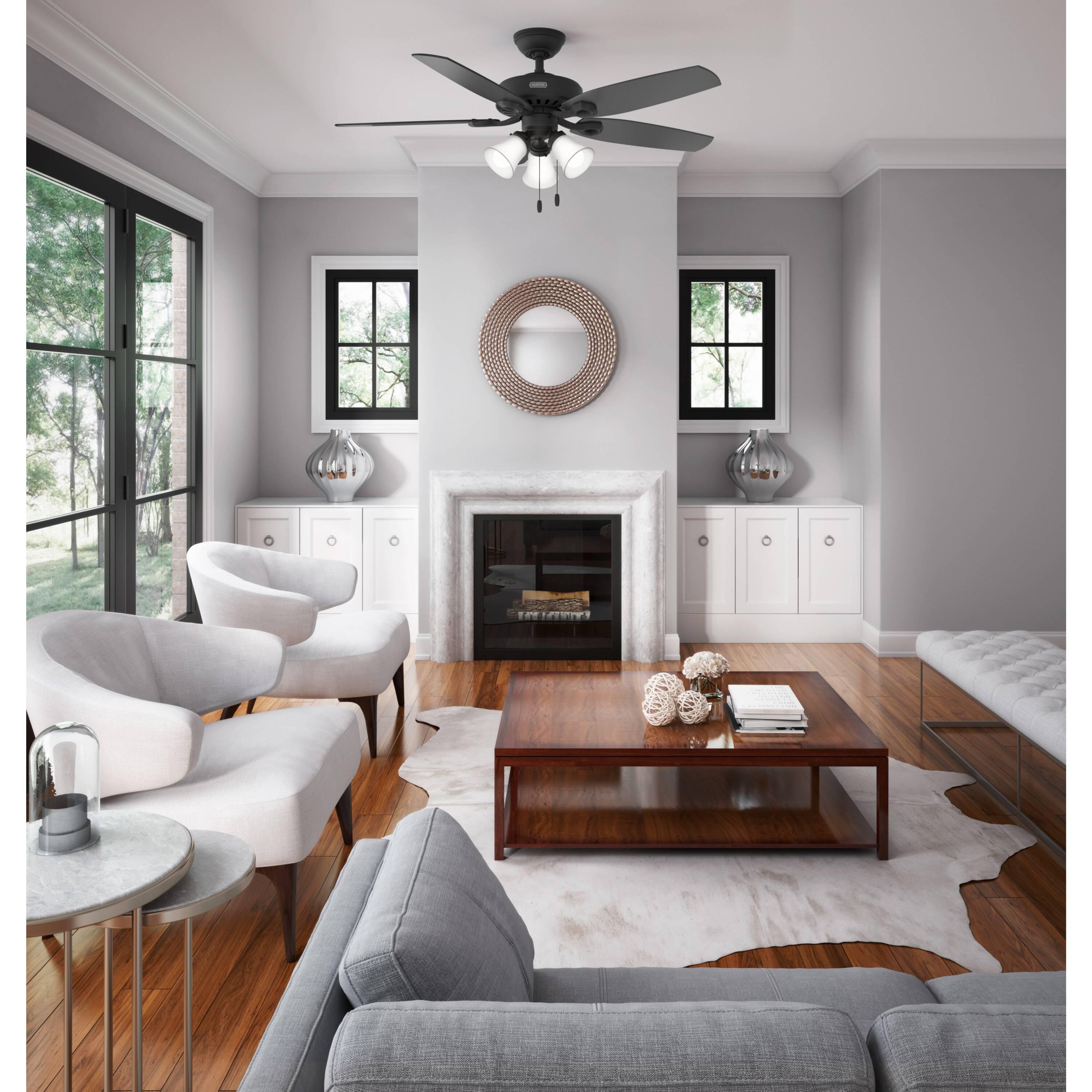 Builder Plus 52"5 - Blade Standard Ceiling Fan with Pull Chain and Light Kit Included