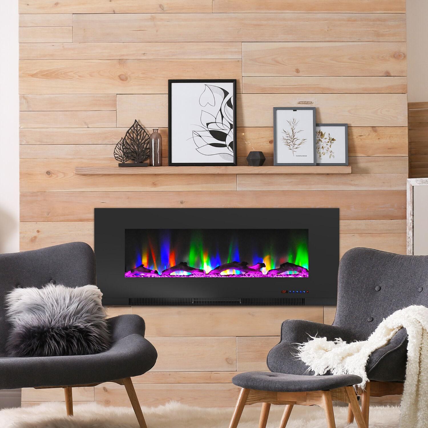 Cambridge Cambridge Wall Mount Electric Fireplace Heater with Remote Control for Indoor Use in Living Room, Bedroom, Home Office