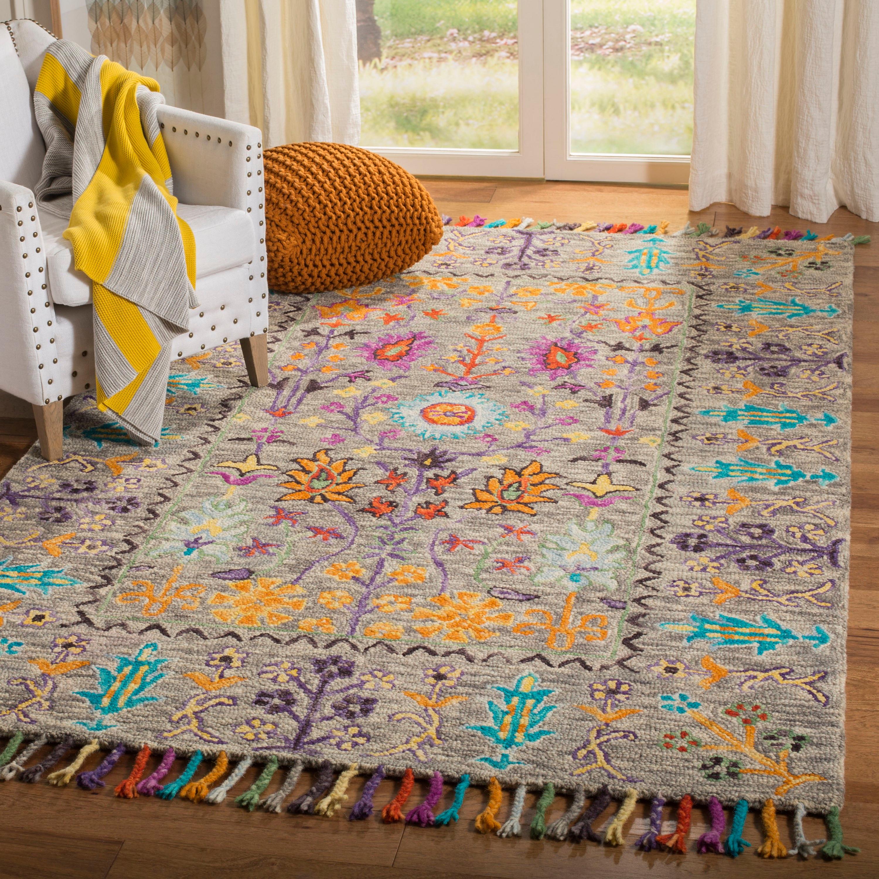 Blossom BLM453 Hand Tufted Indoor Accent Rug - Grey/Multi - 3'x5' - Safavieh