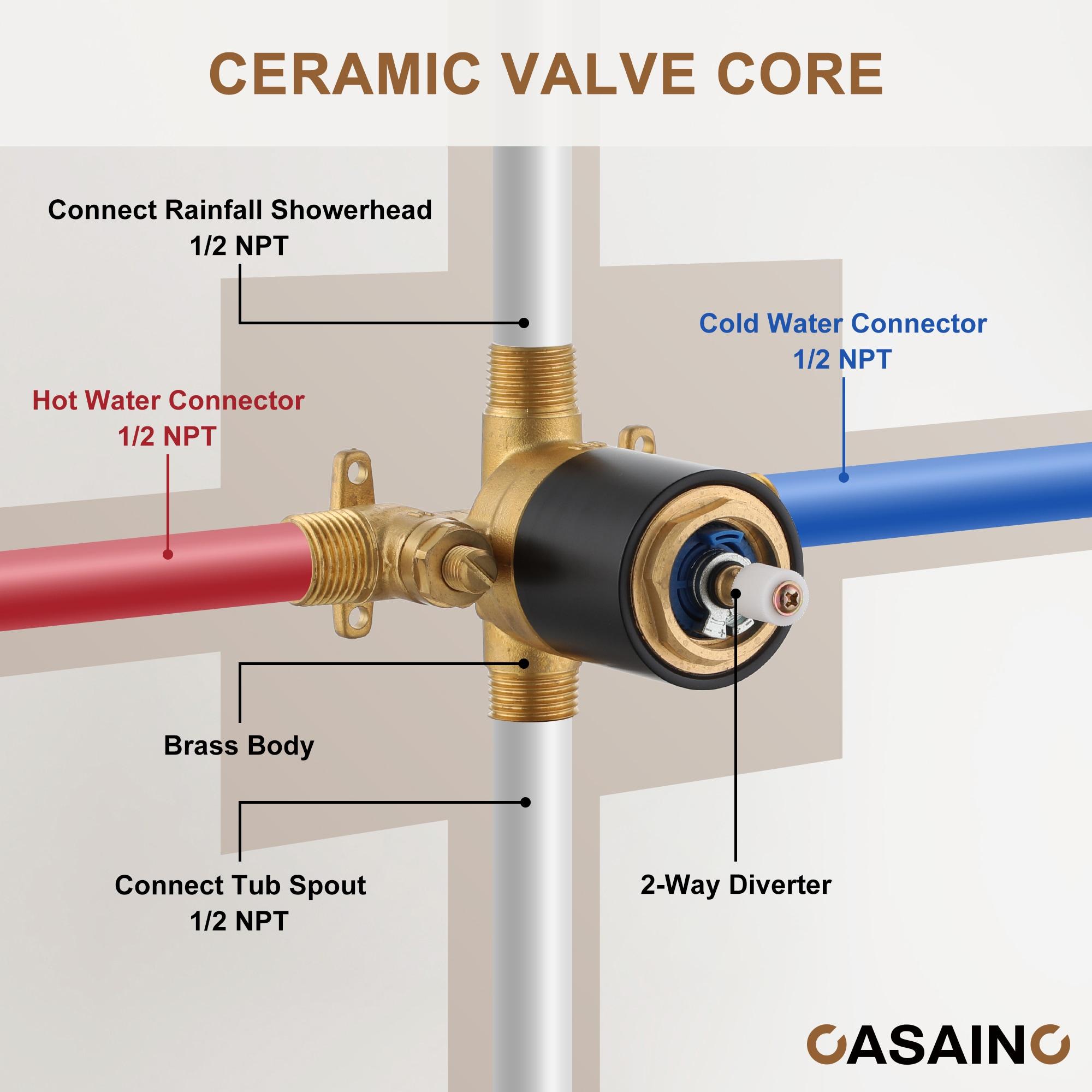 10 Inch Rainfall Shower System with Tilt Shower Head and Tub Spout with Rough in-Valve