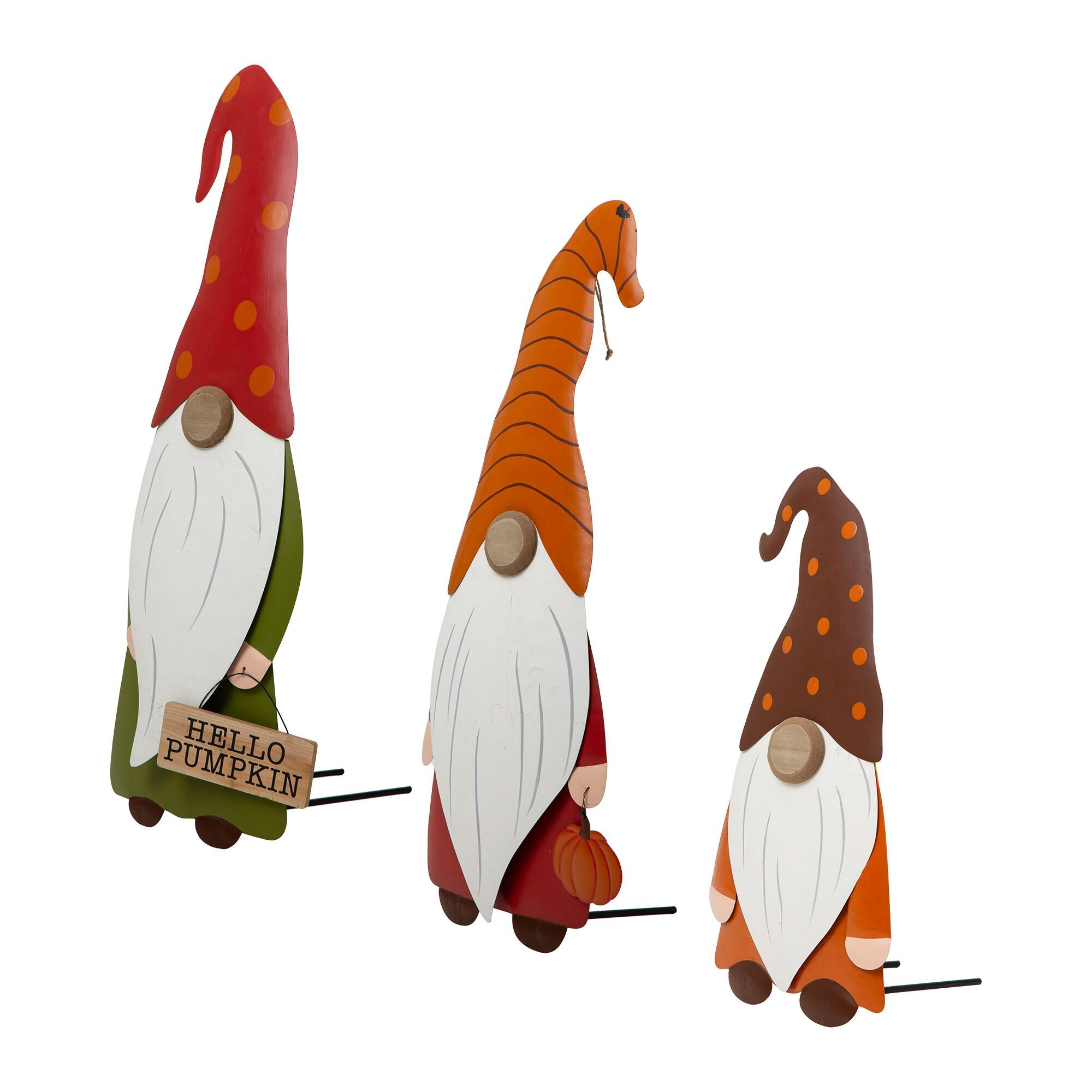 Gnome Family Autumn Fall Garden Stake (Set of 3)