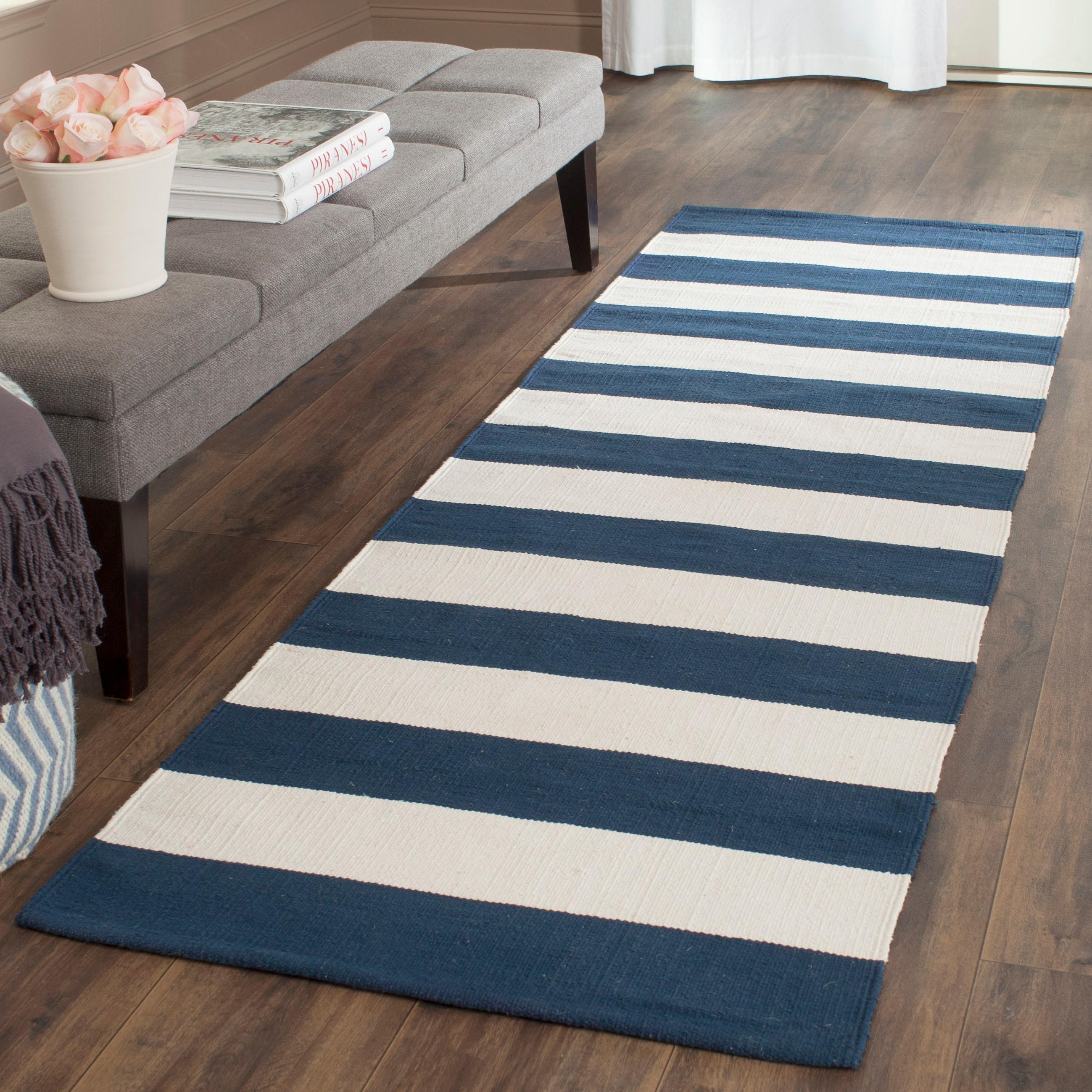 Montauk MTK712 Hand Woven Runner Rug - Navy/Ivory - 2'3"x11'7" - Safavieh.