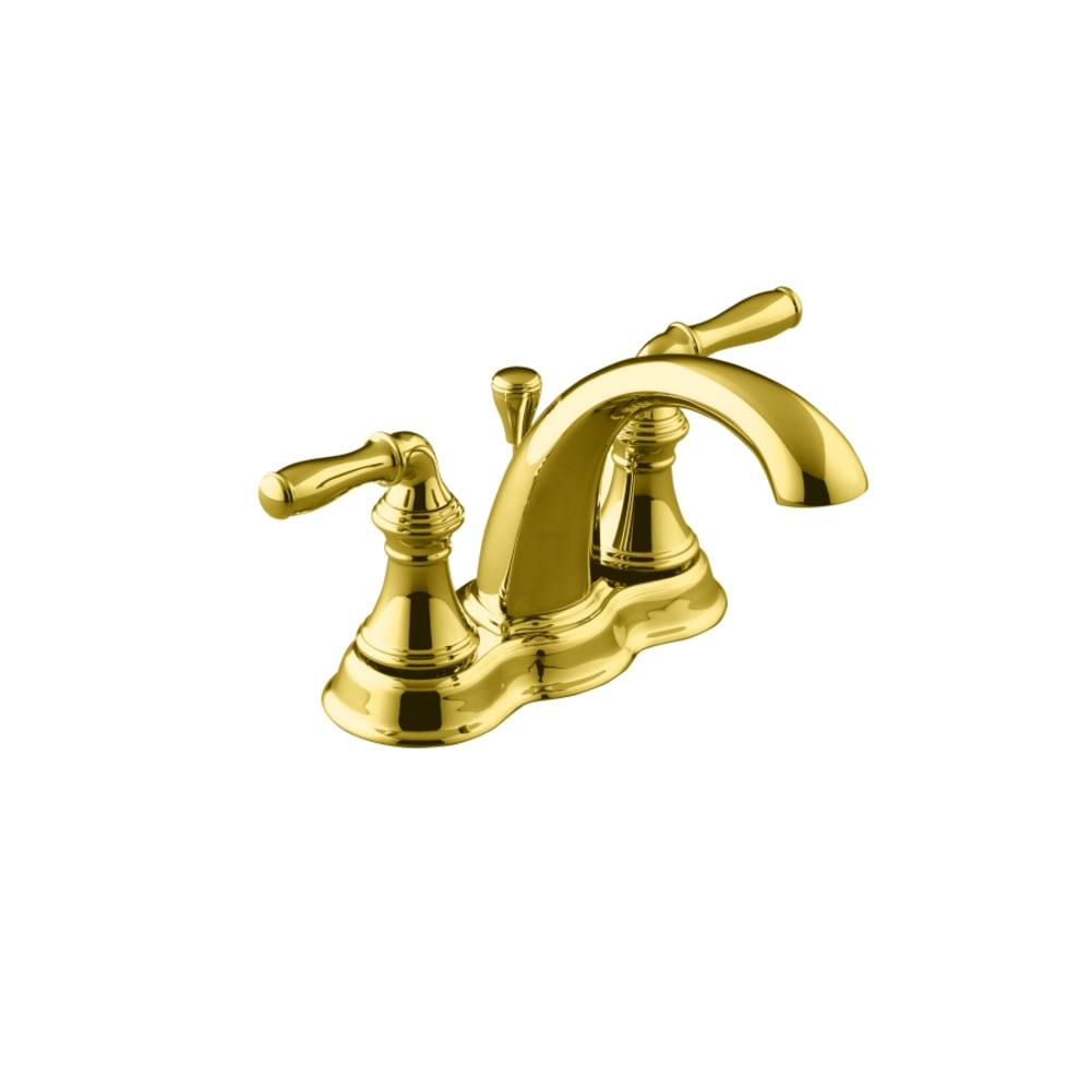 Devonshire Polished Brass Double Handle Bathroom Sink Faucet