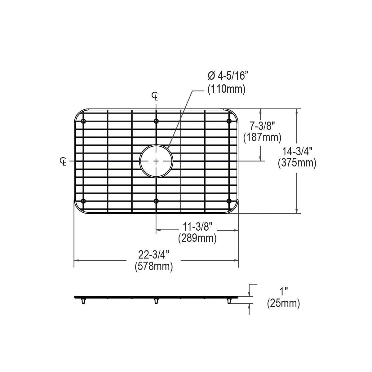 Polished Stainless Steel Rectangular Sink Bottom Grid