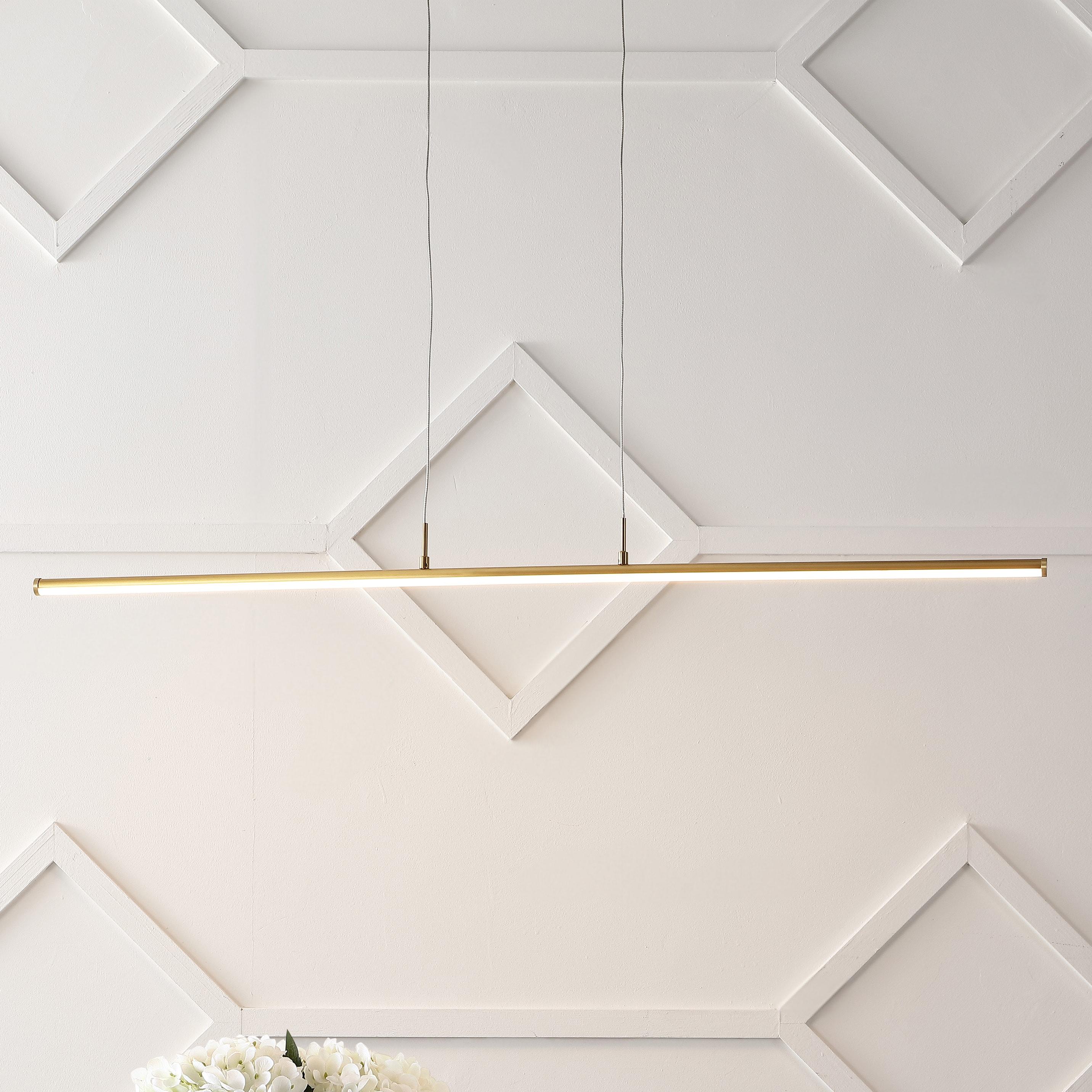 JONATHAN Y JYL7023C Conley 39.5" Adjustable Integrated LED Metal Linear Pendant, Brass Gold for Kitchen, Dining Room, Living Room