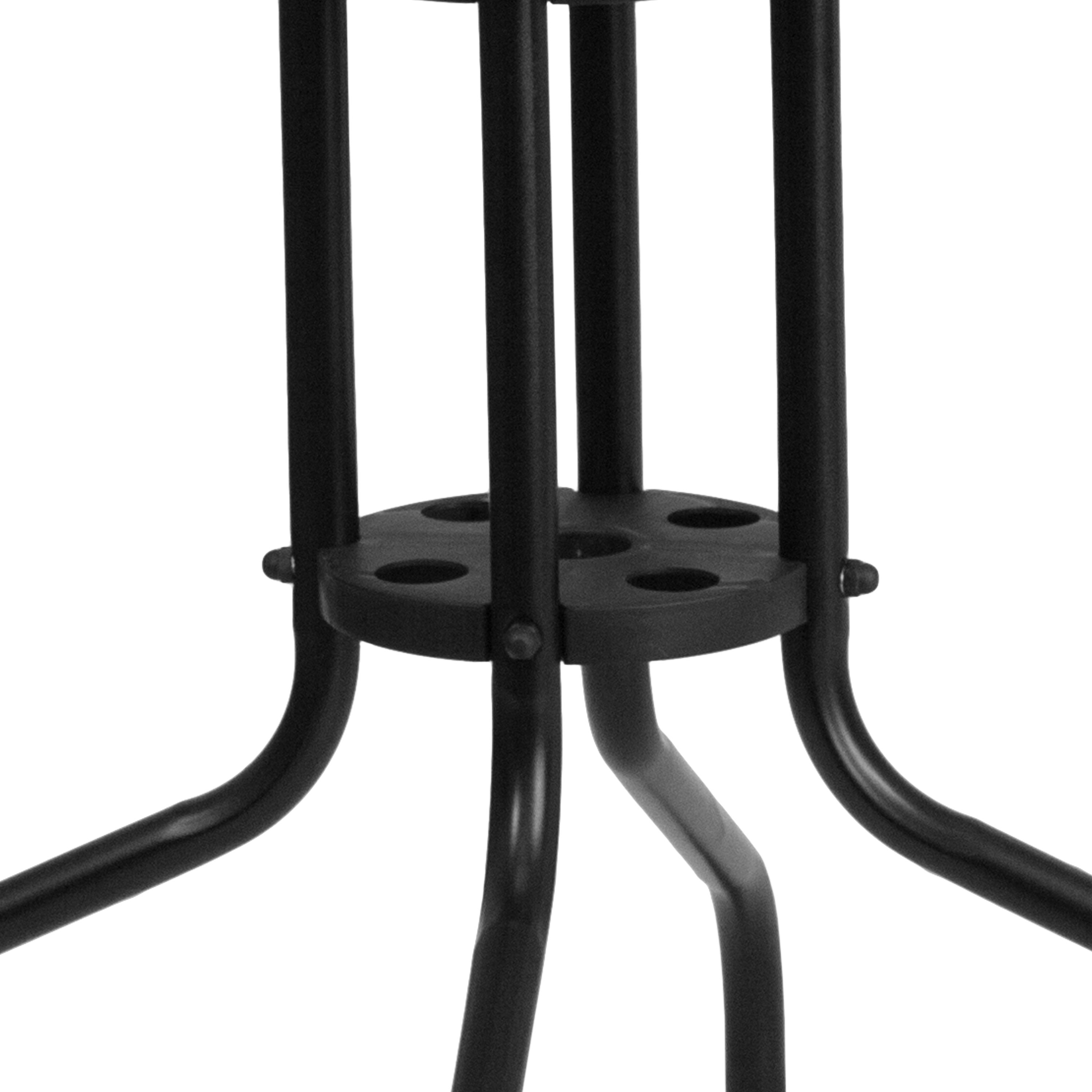 Flash Furniture 28'' Square Tempered Glass Metal Table with Black Rattan Edging