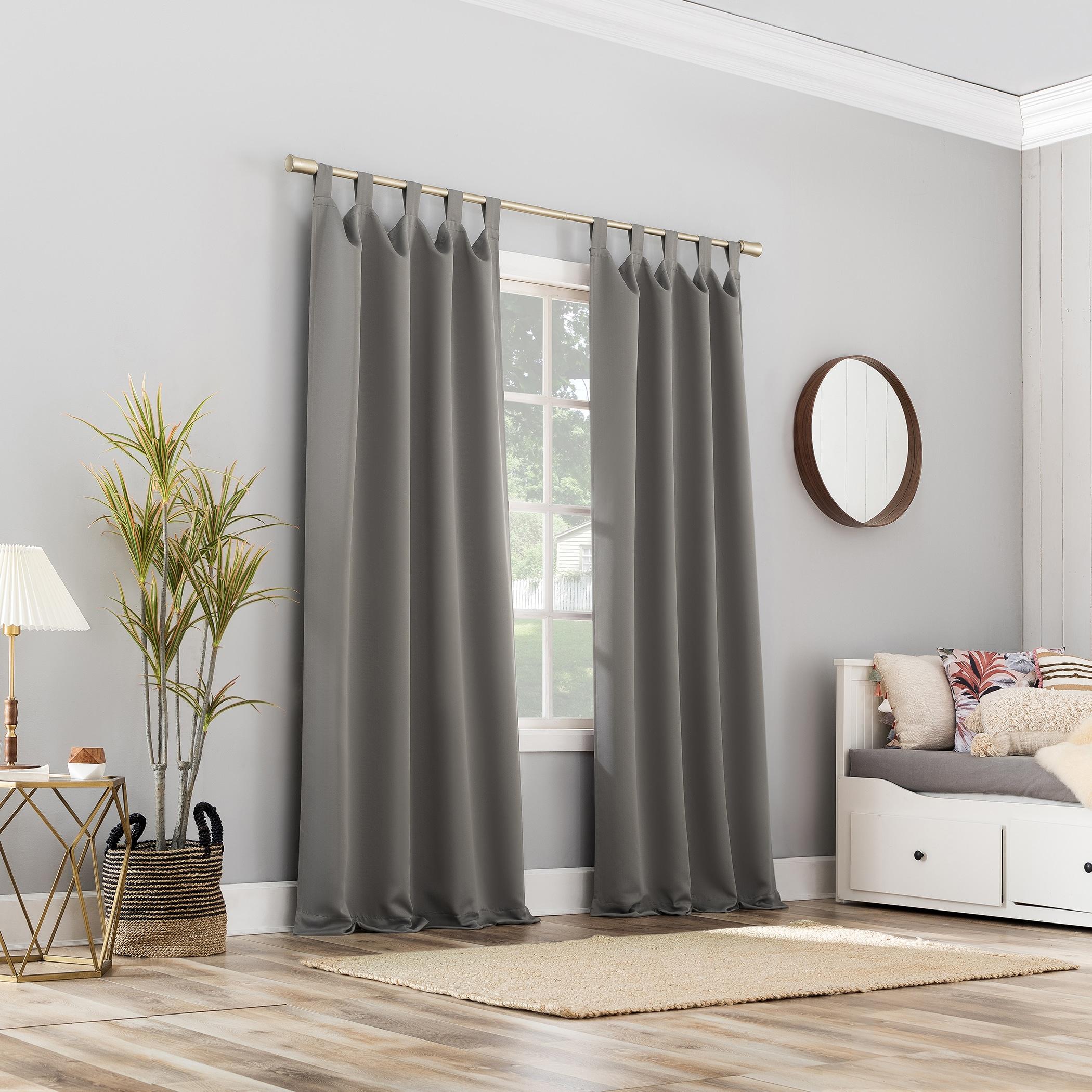 40"x95" Sun Zero Blackout Kenneth Energy Saving Tab Top Curtain Panel Gray: Thermal Insulated, Noise Reduction, Machine Washable