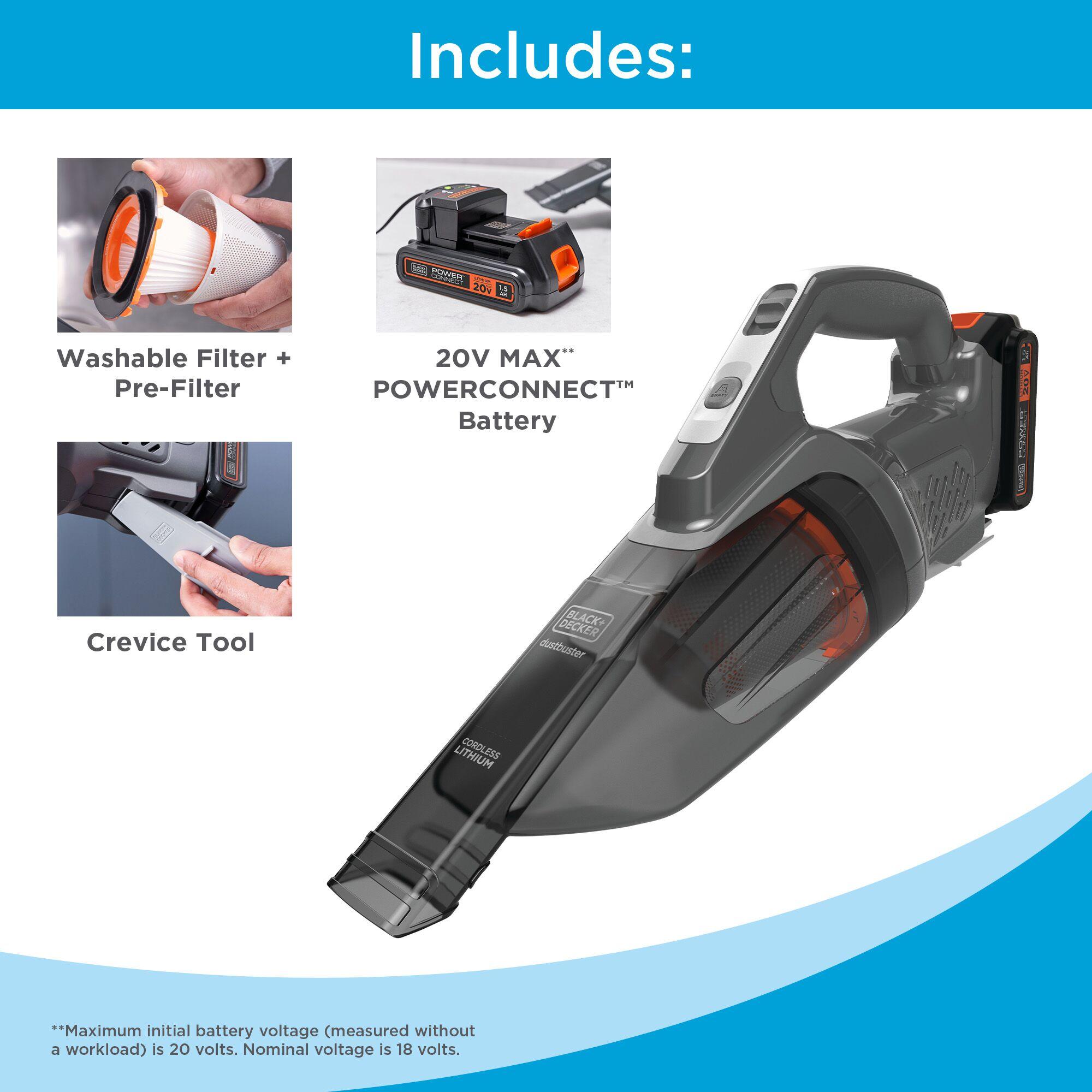 BLACK+DECKER Dustbuster 20V MAX POWERCONNECT Cordless Handheld Vacuum, BCHV001C1