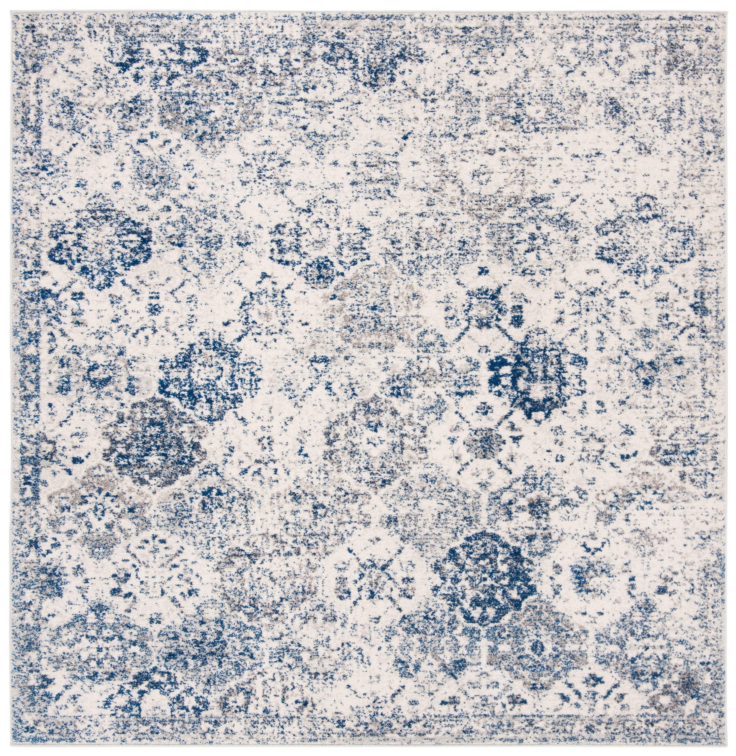 Madison MAD611 Power Loomed Indoor Area Rug - White/Royal Blue - 6'7"x6'7" - Safavieh