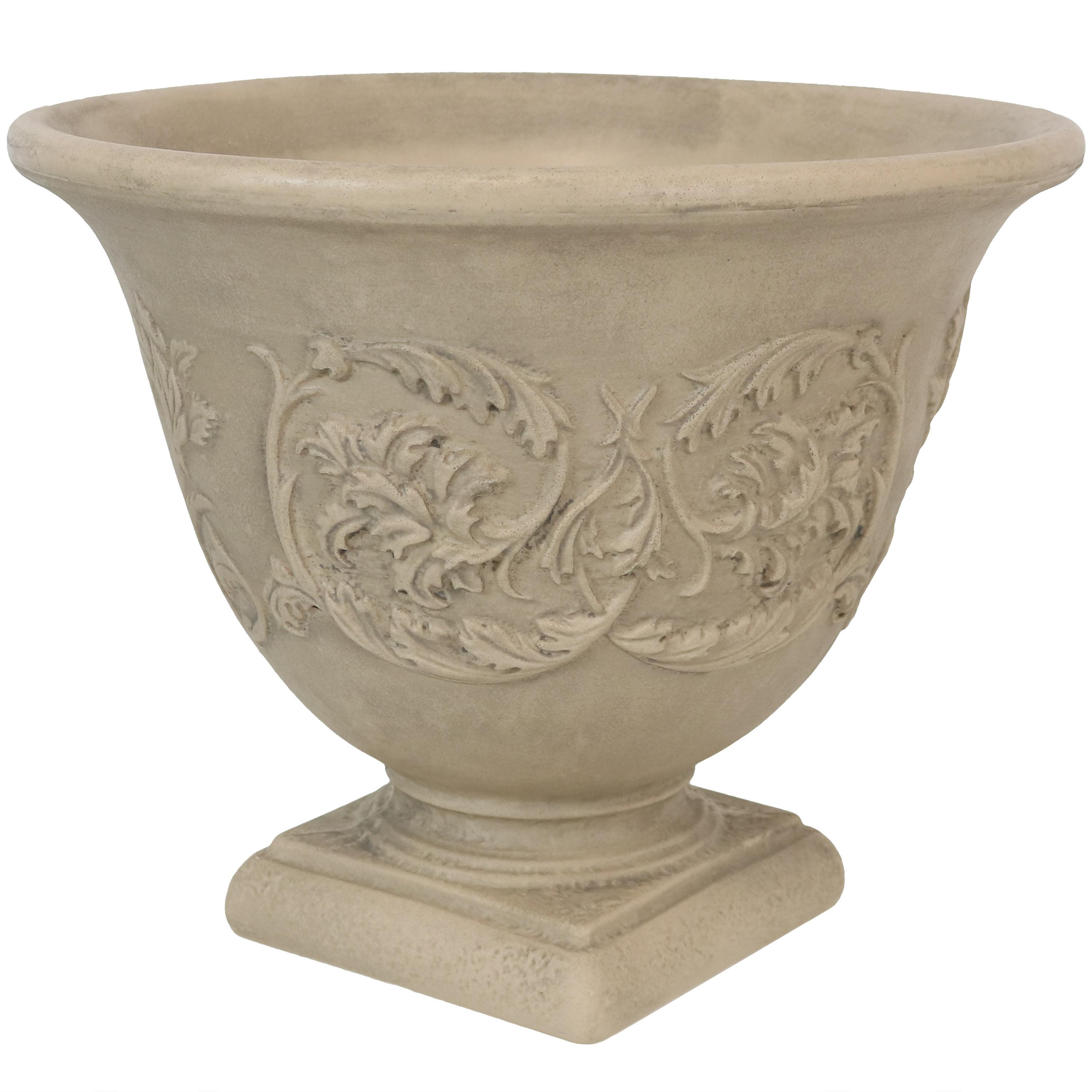 Sunnydaze Weather-Resistant Double-Walled Darcy Outdoor Flower Pot Planter - 16" - Beige - 1 Planter