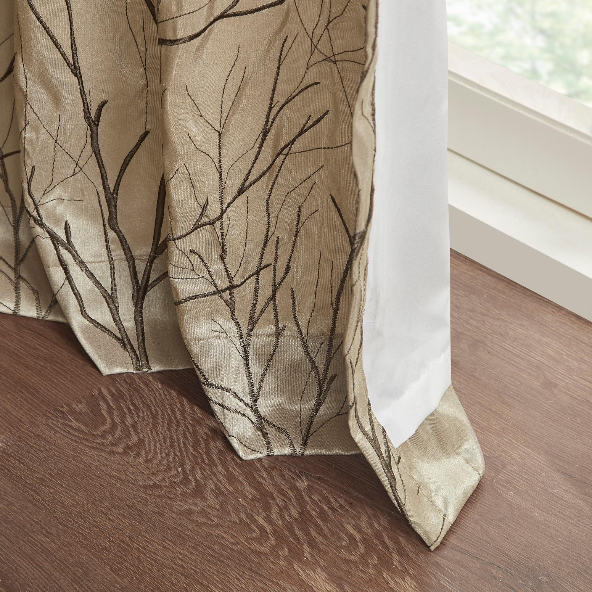 Andora Embroidered Branch Rod Pocket Single Curtain Panel