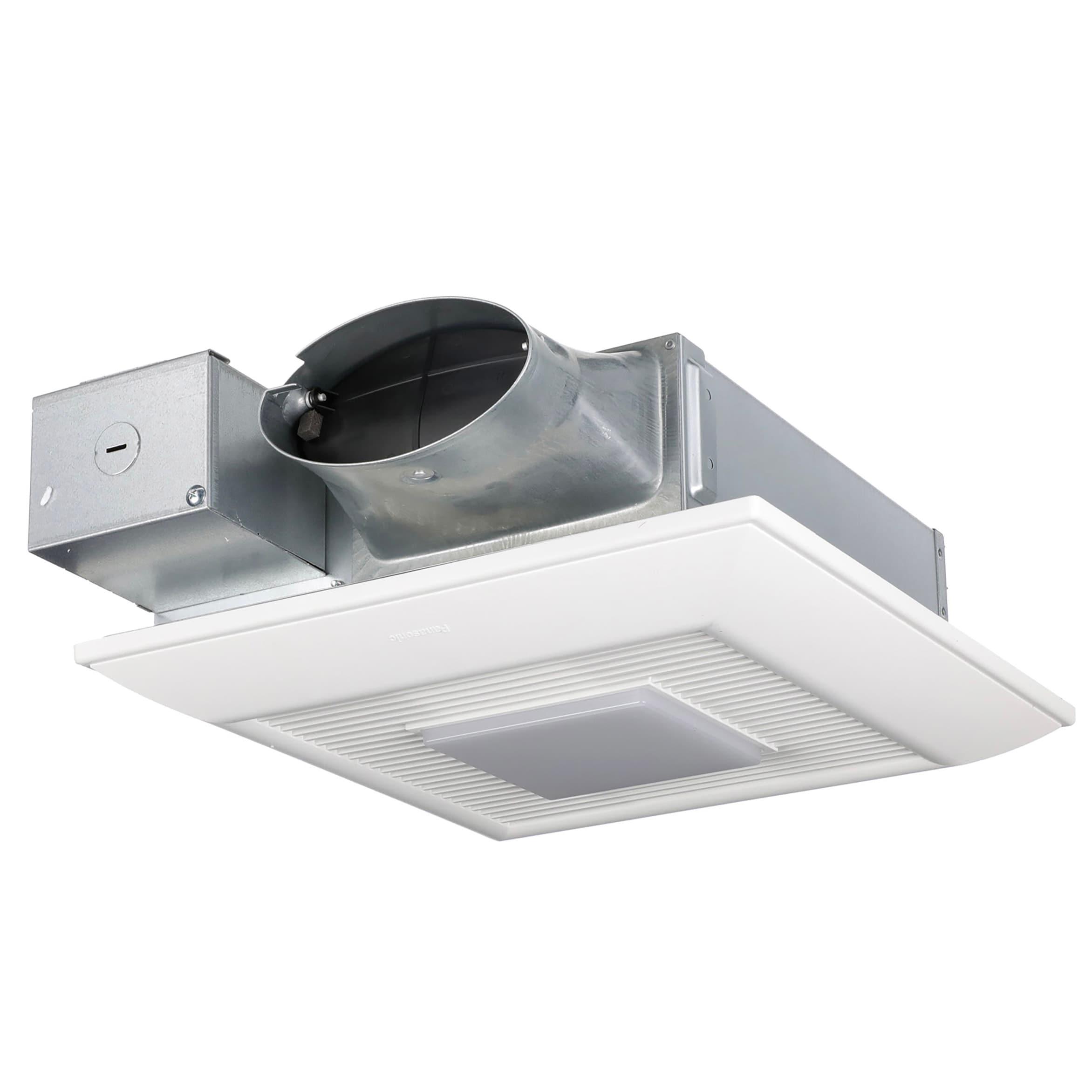 Panasonic WhisperValue Ceiling/Wall Mount Bathroom Exhaust Fan with Dimmable LED Light, 50-80-100 CFM, FV-0510VSL1