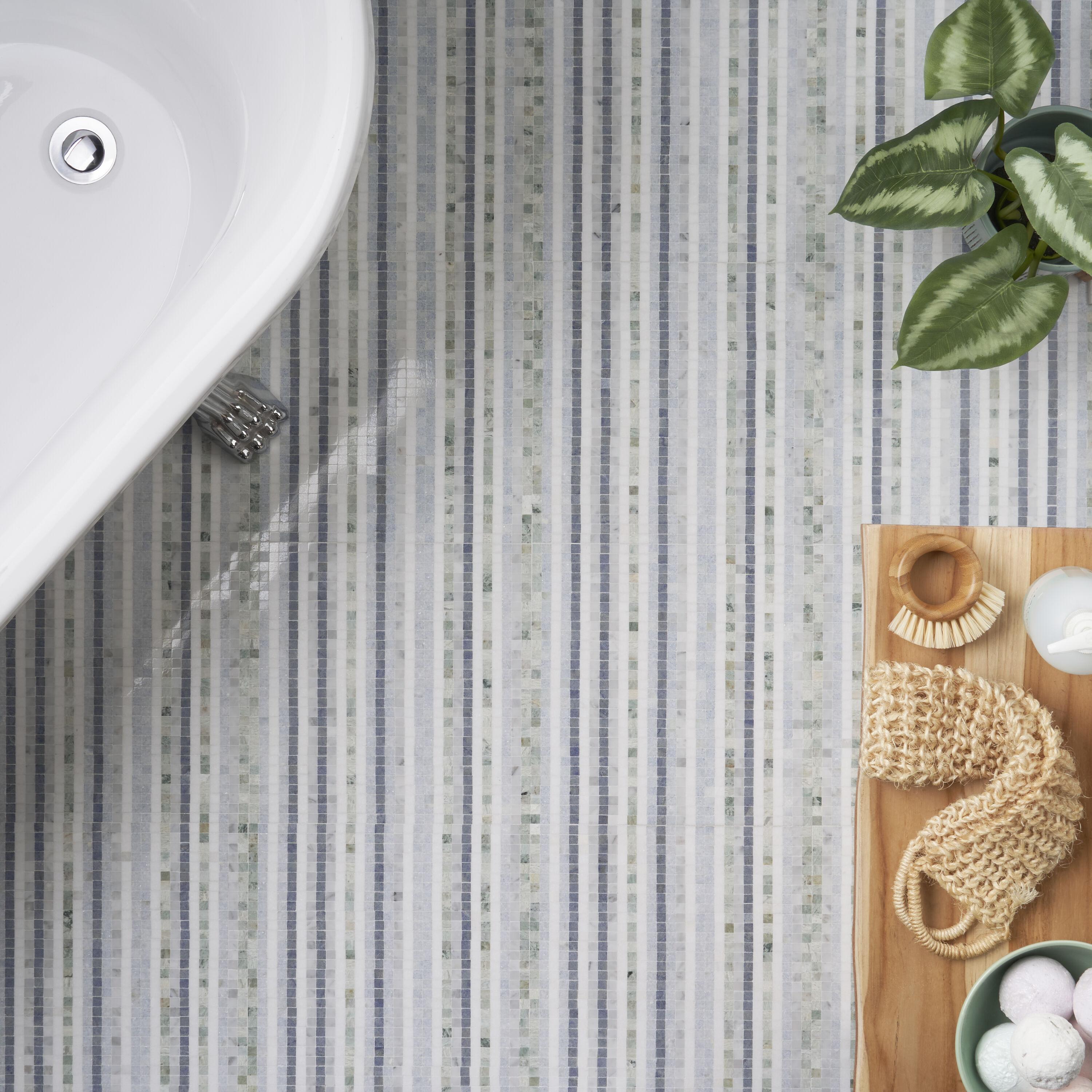 Bond Tile Minute 12" x 12" Marble Grid Wall & Floor Tile