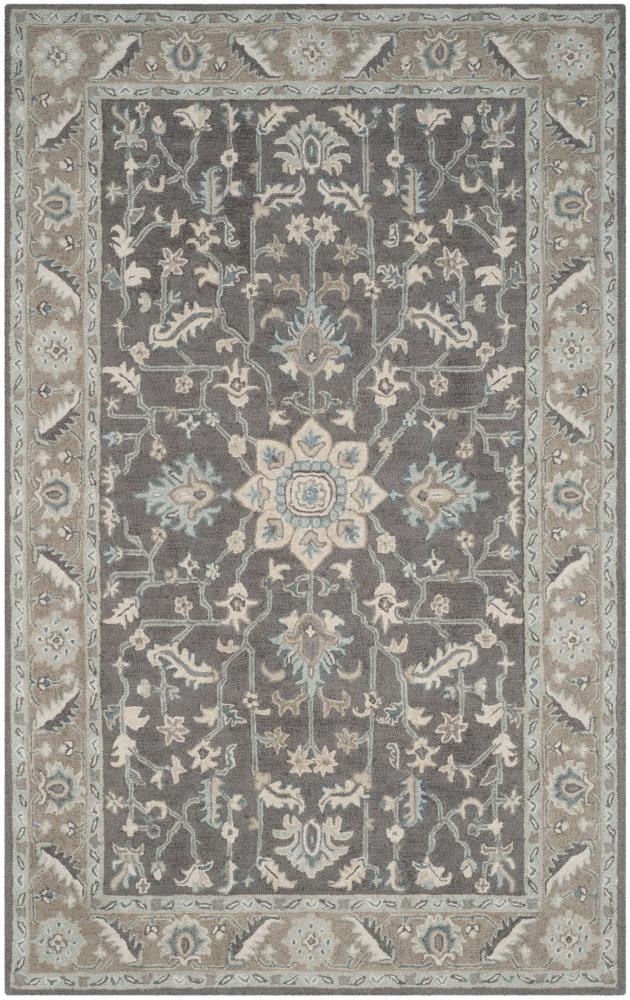 Blossom BLM217 Hand Tufted Area Rug - Dark Grey/Light Brown - 6'x6' - Safavieh..