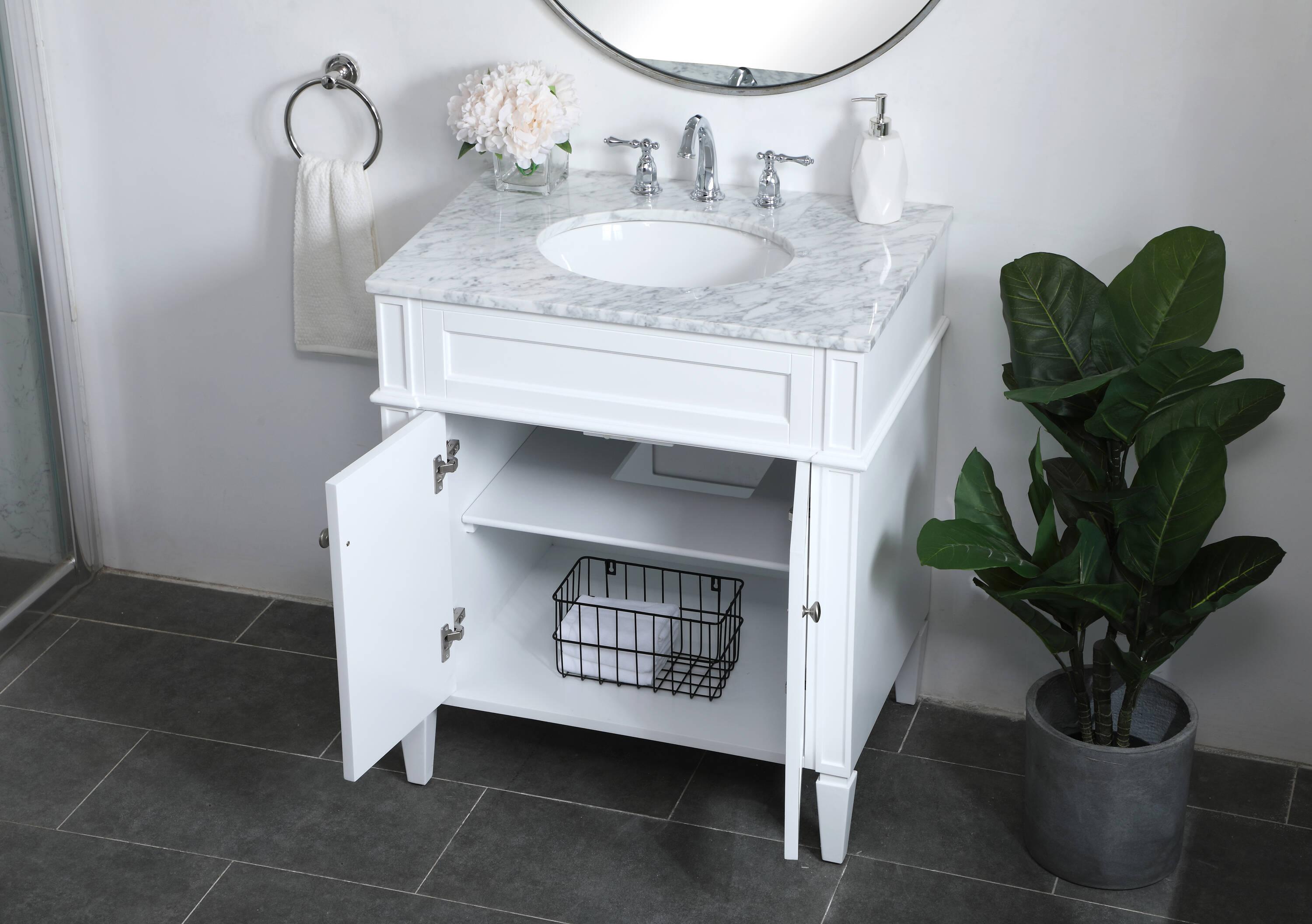 30 inch single bathroom vanity in White