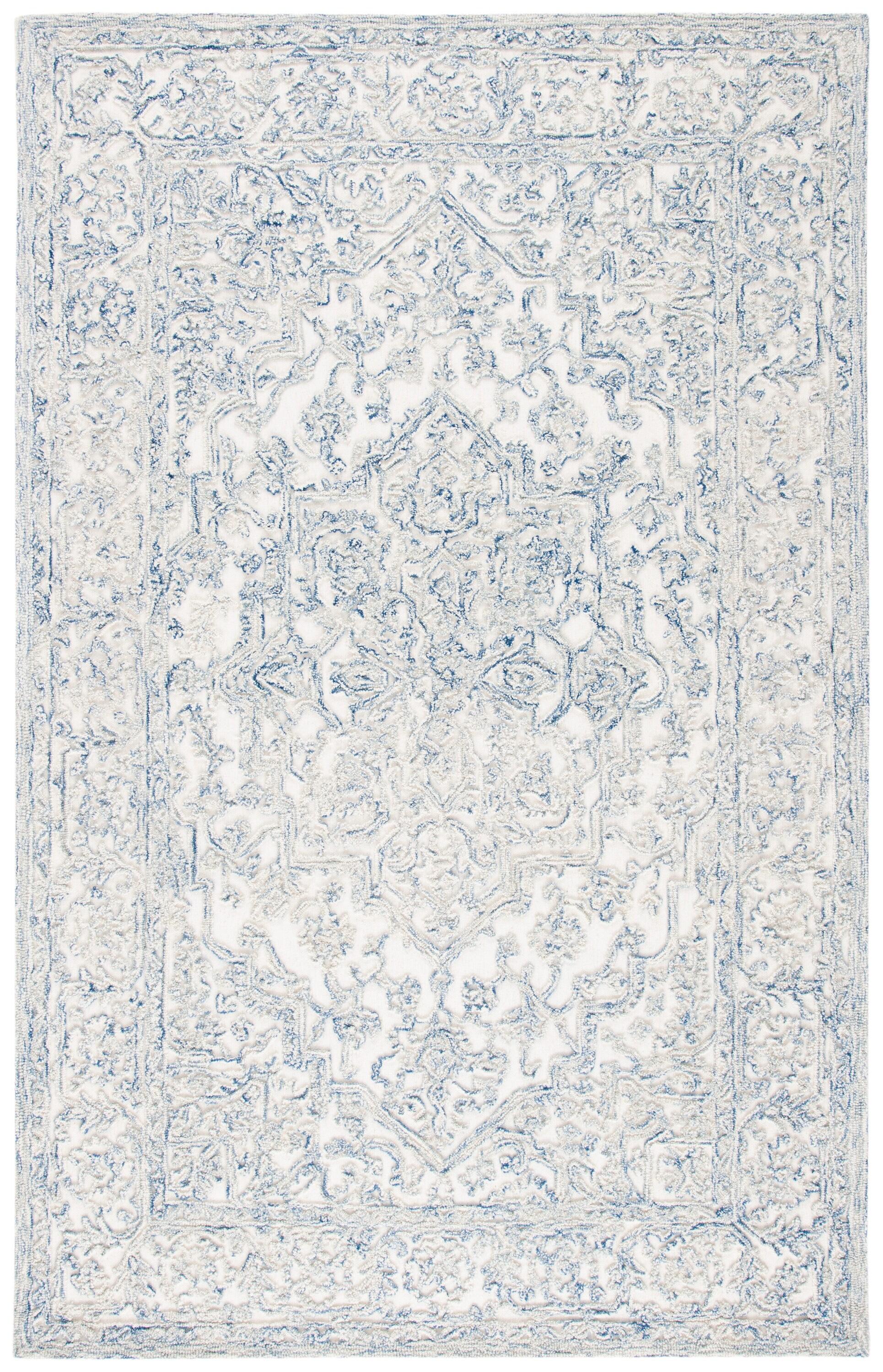 Trace TRC302 Hand Tufted Area Rug - Ivory/Blue - 5'x8' - Safavieh.
