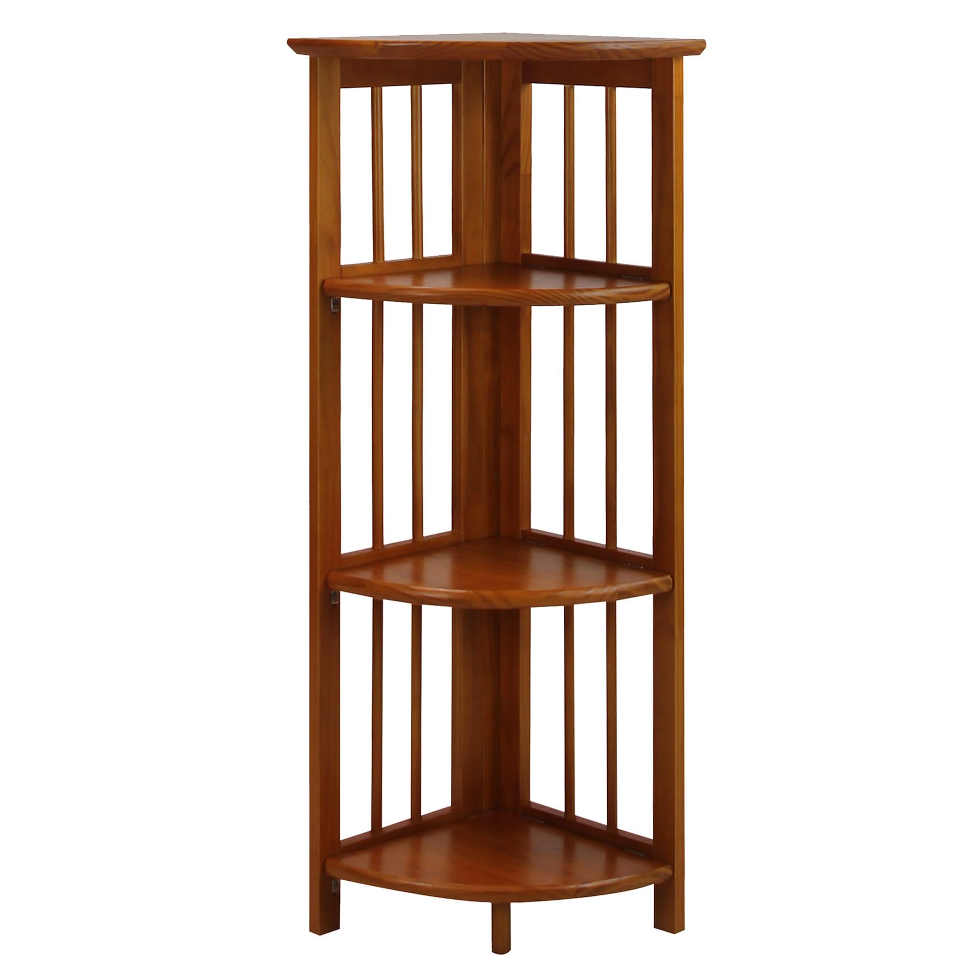 Casual Home 315-15 Wooden 4 Shelf Corner Folding Bookcase, Honey Oak