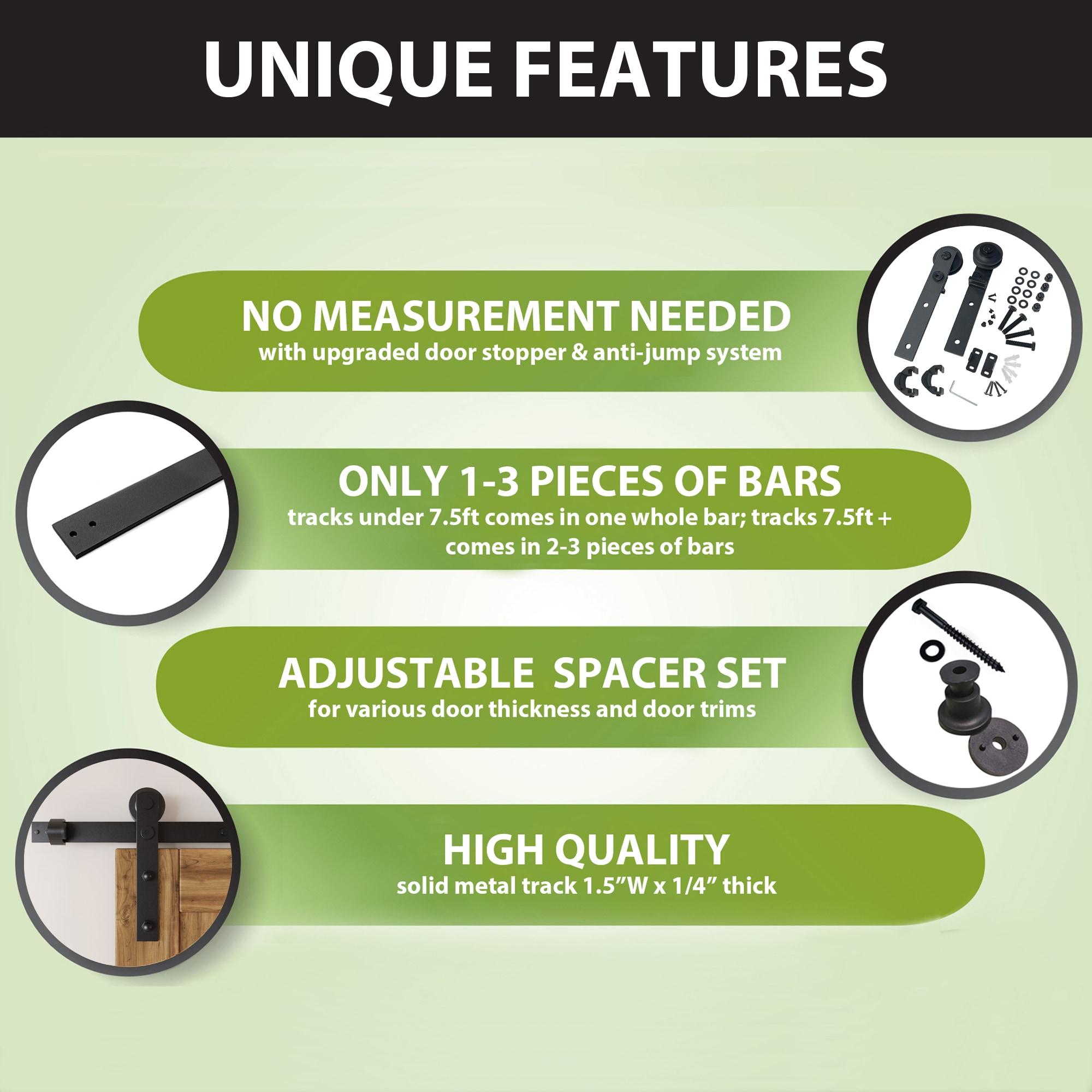 Homacer Black Rustic Sliding Barn Door Hardware Kit, for Two/Double Doors, 14ft Long Flat Track, Straight Design Roller, Heavy Duty, for Interior & Exterior Use