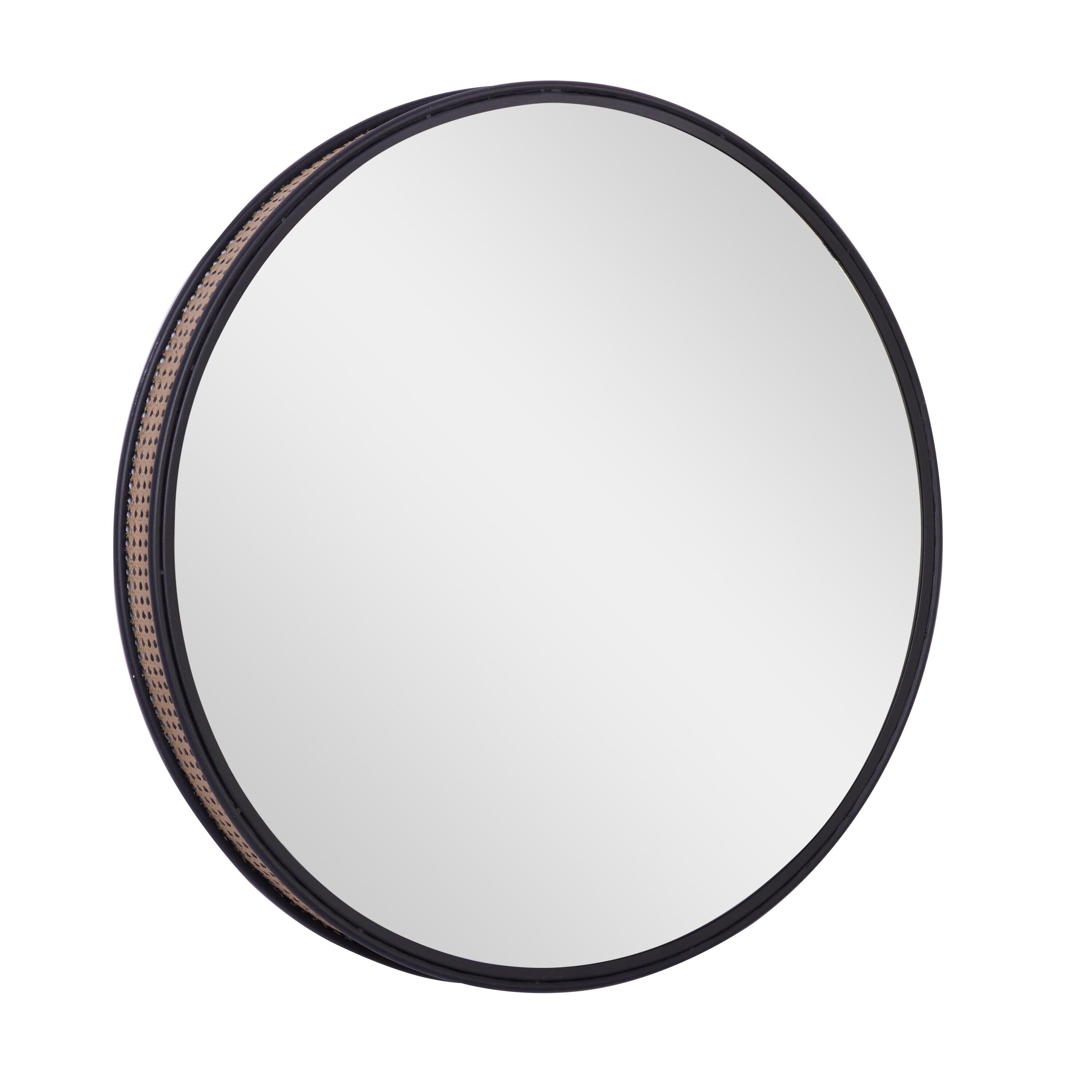 DecMode 32" x 32" Black Wall Mirror with Thin Frame