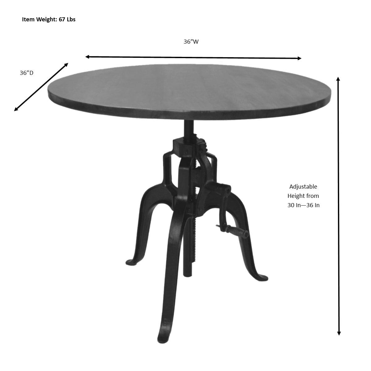 Carolina Classics Mundra Adjustable Crank Metal Accent Table in Antique Nickel